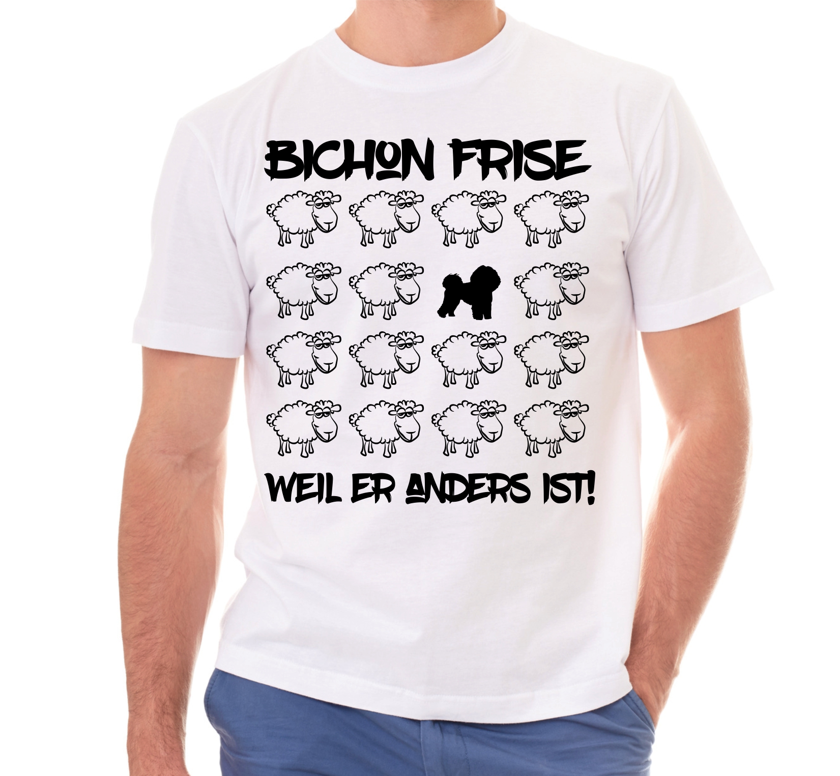 BICHON FRISE UNISEX T-SHIRT BLACK SHEEP by SIVIWONDER