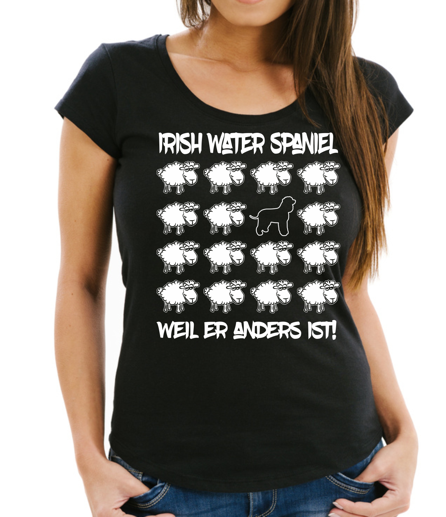 IRISH WATER SPANIEL DAMEN T-SHIRT BLACK SHEEP by SIVIWONDER