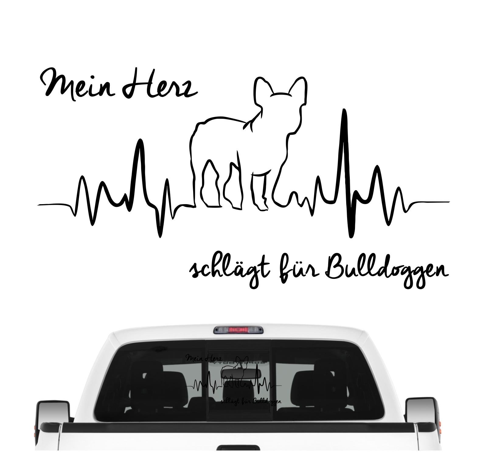 French Bulldog Frenchie Bully Französische Bulldogge  Dog Hundeaufkleber Herz AUTOAUFKLEBER Hunde HEARTBEAT EKG by SIVIWONDER
