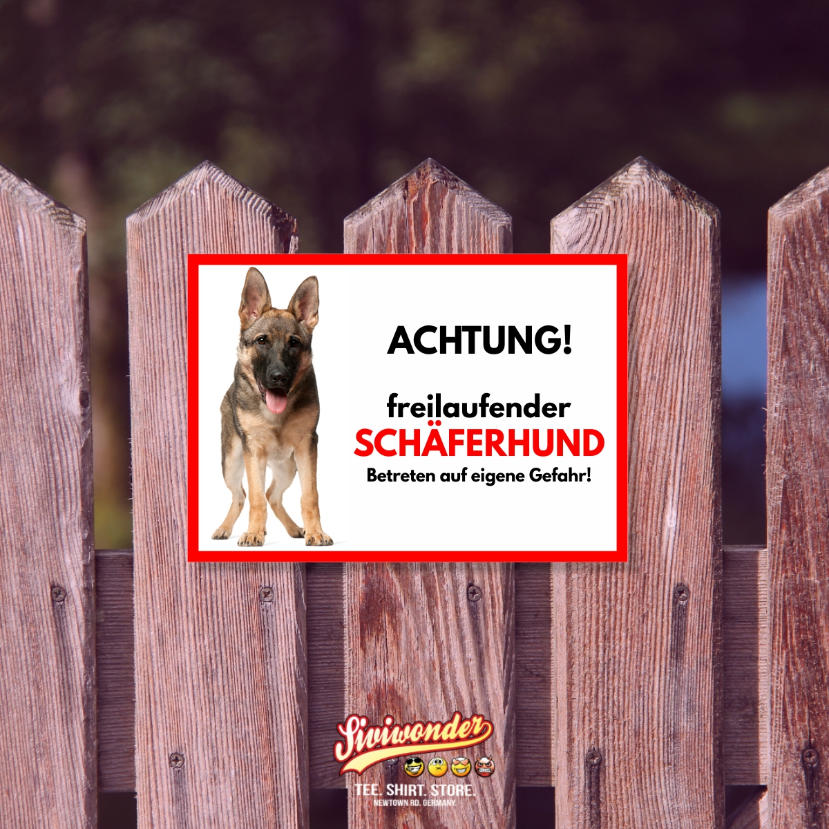 Schäferhund Freilaufender Hund Dog Schild Spruch Türschild Hundeschild Warnschild