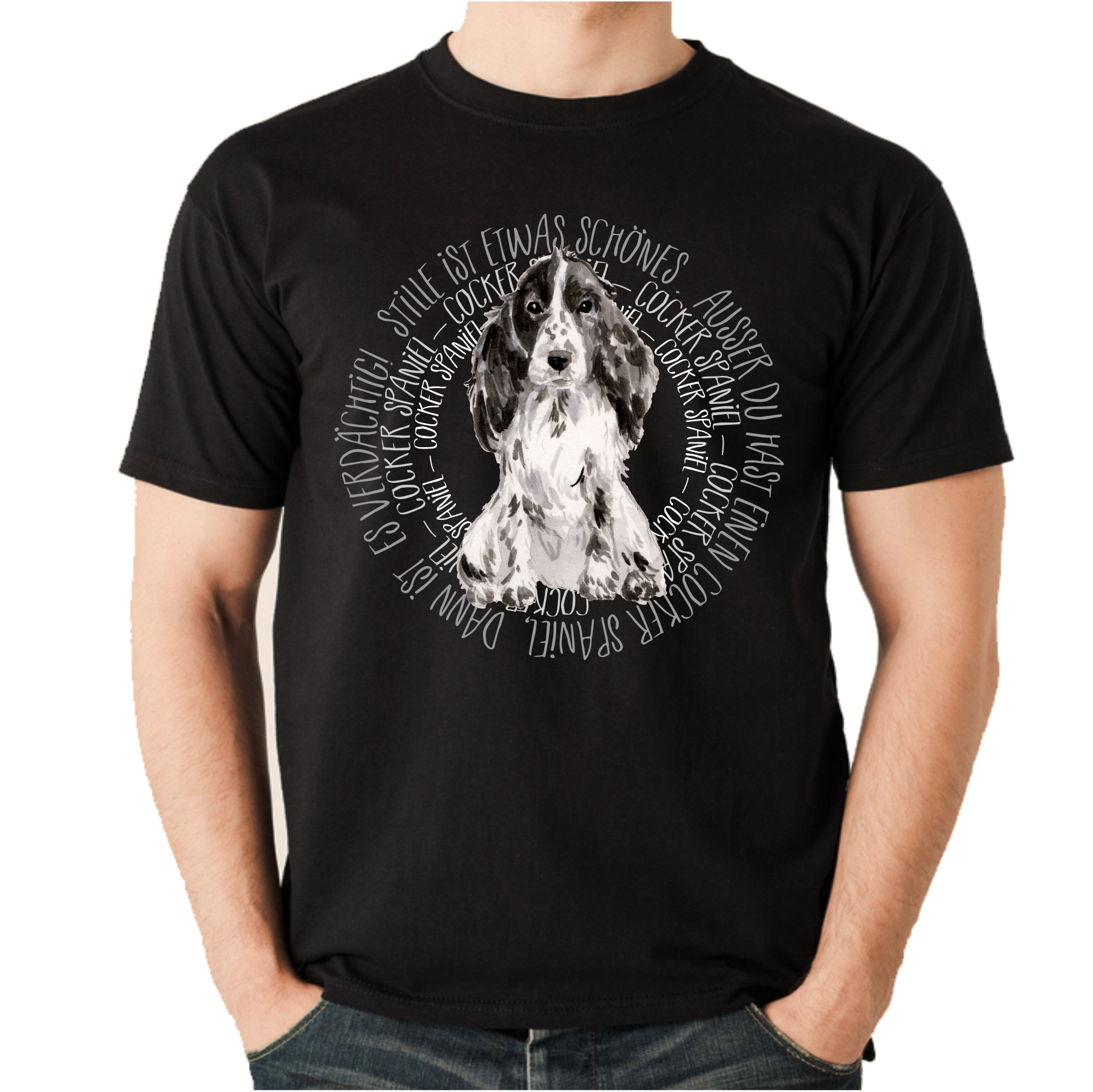 COCKER SPANIEL UNISEX T-SHIRT CIRCLE Watercolor by SIVIWONDER