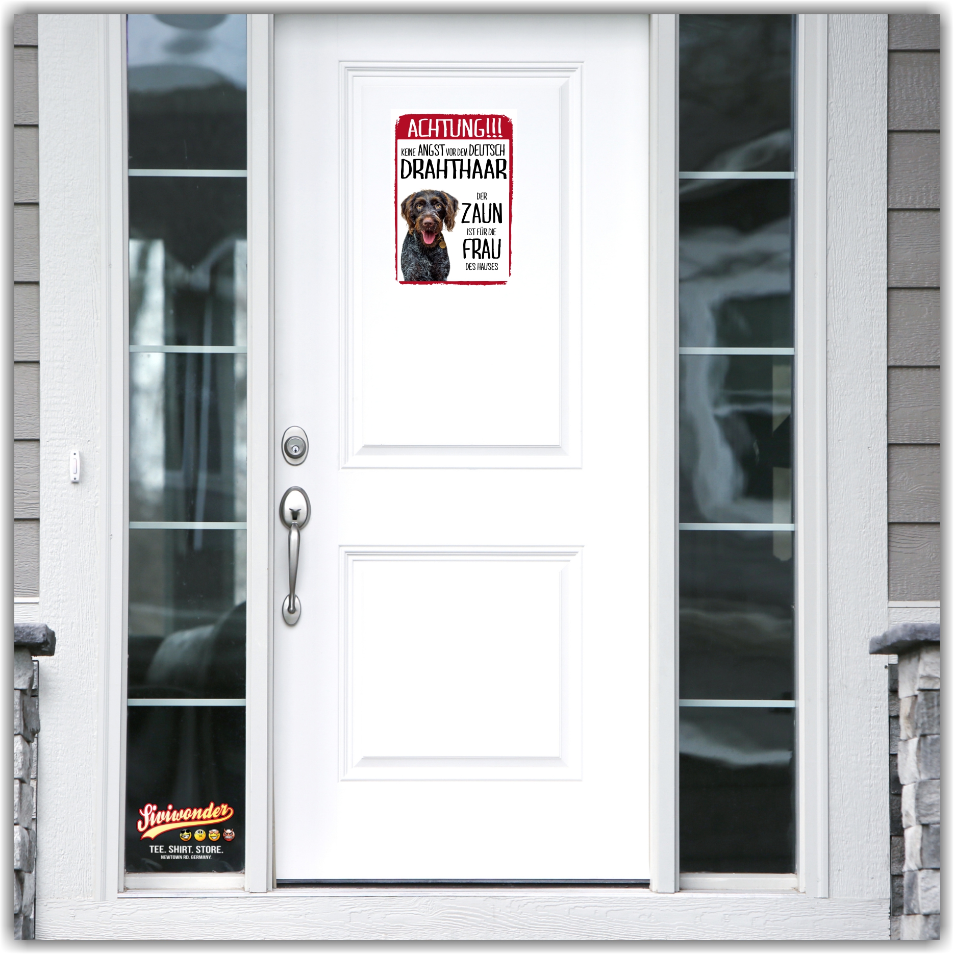 Deutsch Drahthaar Dog Schild Achtung Zaun Frau Spruch Türschild Hundeschild Warnschild Fun