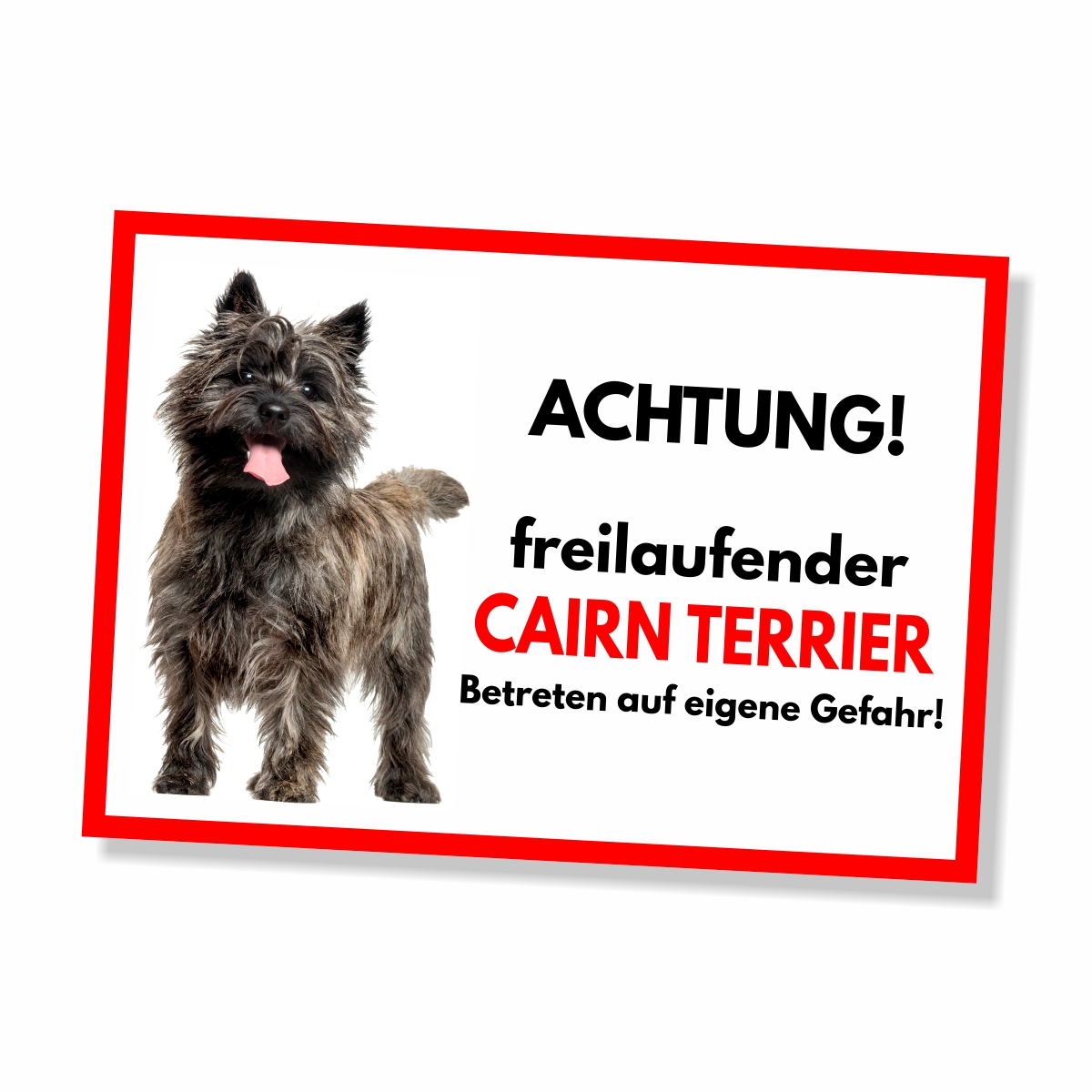Cairn Terrier Freilaufender Hund Dog Schild Spruch Türschild Hundeschild Warnschild