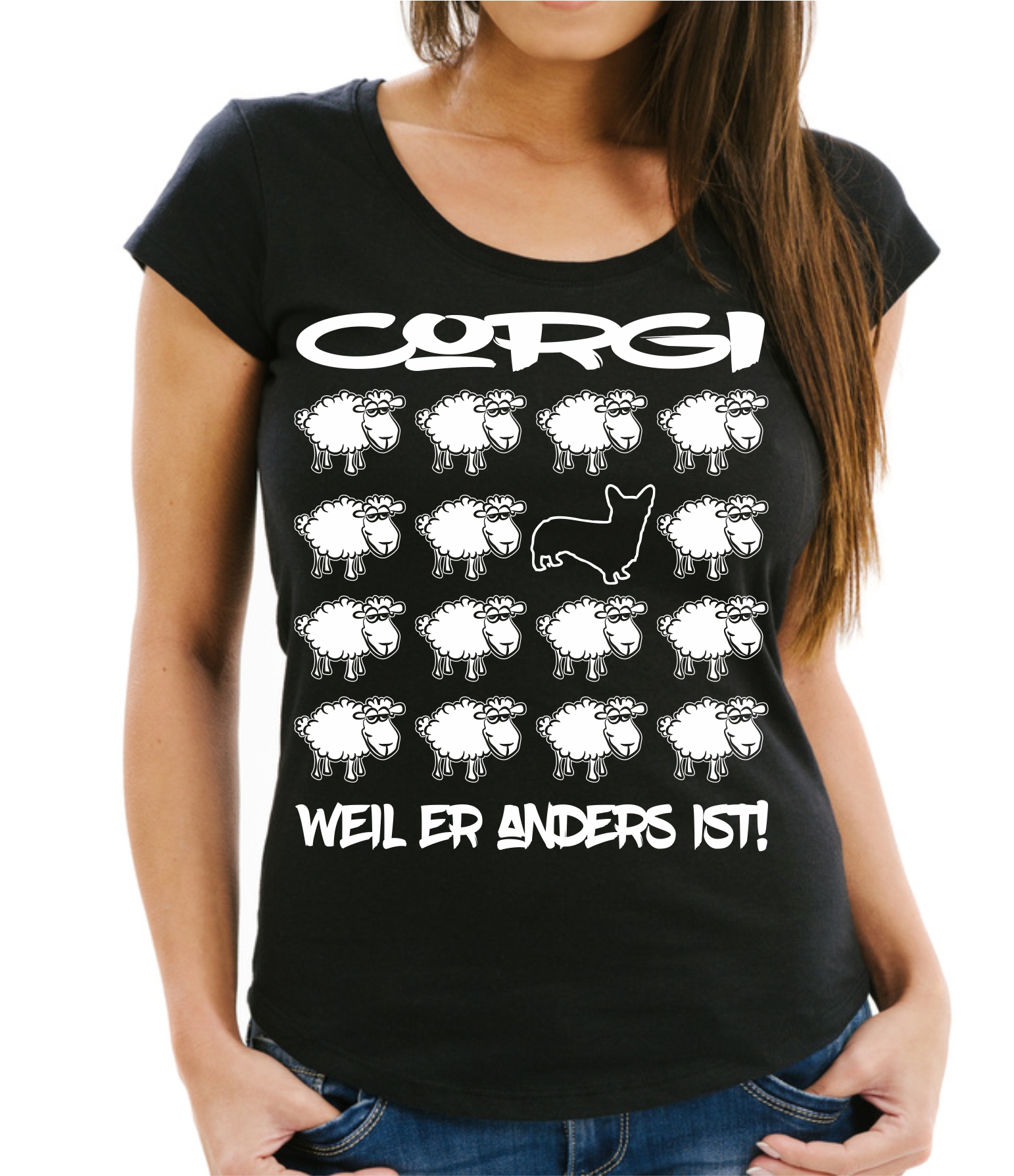 CORGI DAMEN T-SHIRT BLACK SHEEP by SIVIWONDER
