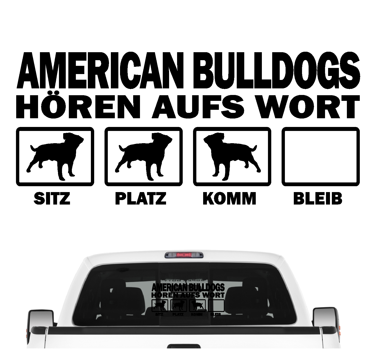 American Bulldog USA Amerikanische Bulldogge Old Country Bulldog Dog  Hört aufs Wort Hunde Aufkleber Sticker Autoaufkleber