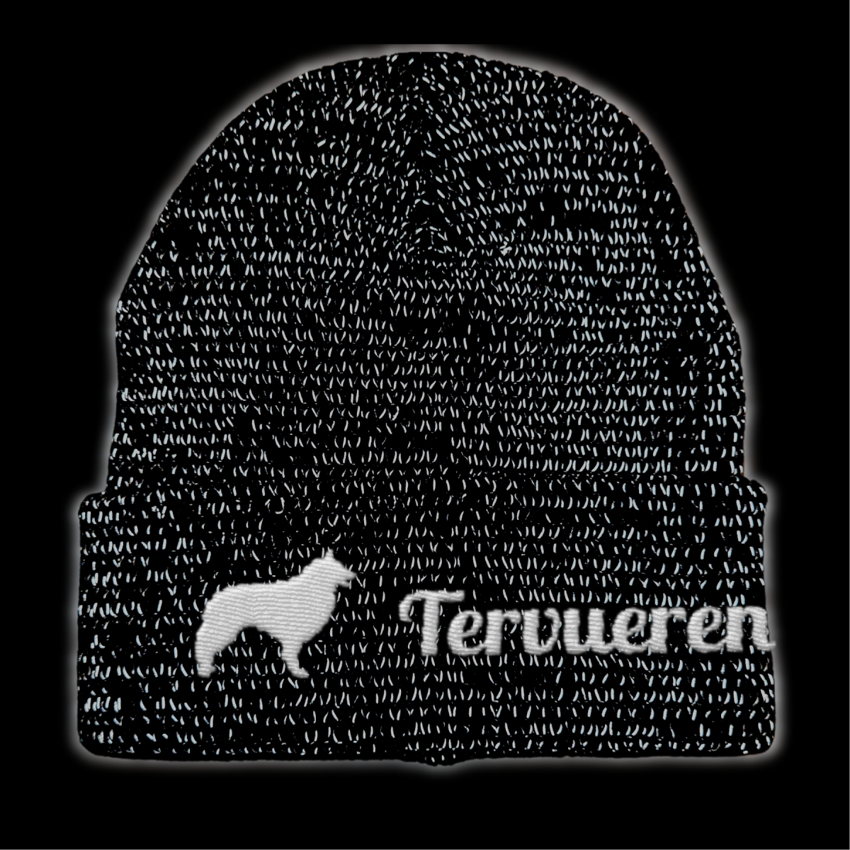 Tervueren reflektierende Mütze Stickerei Hund Winter Strickmütze reflex Beanie warm kalt
