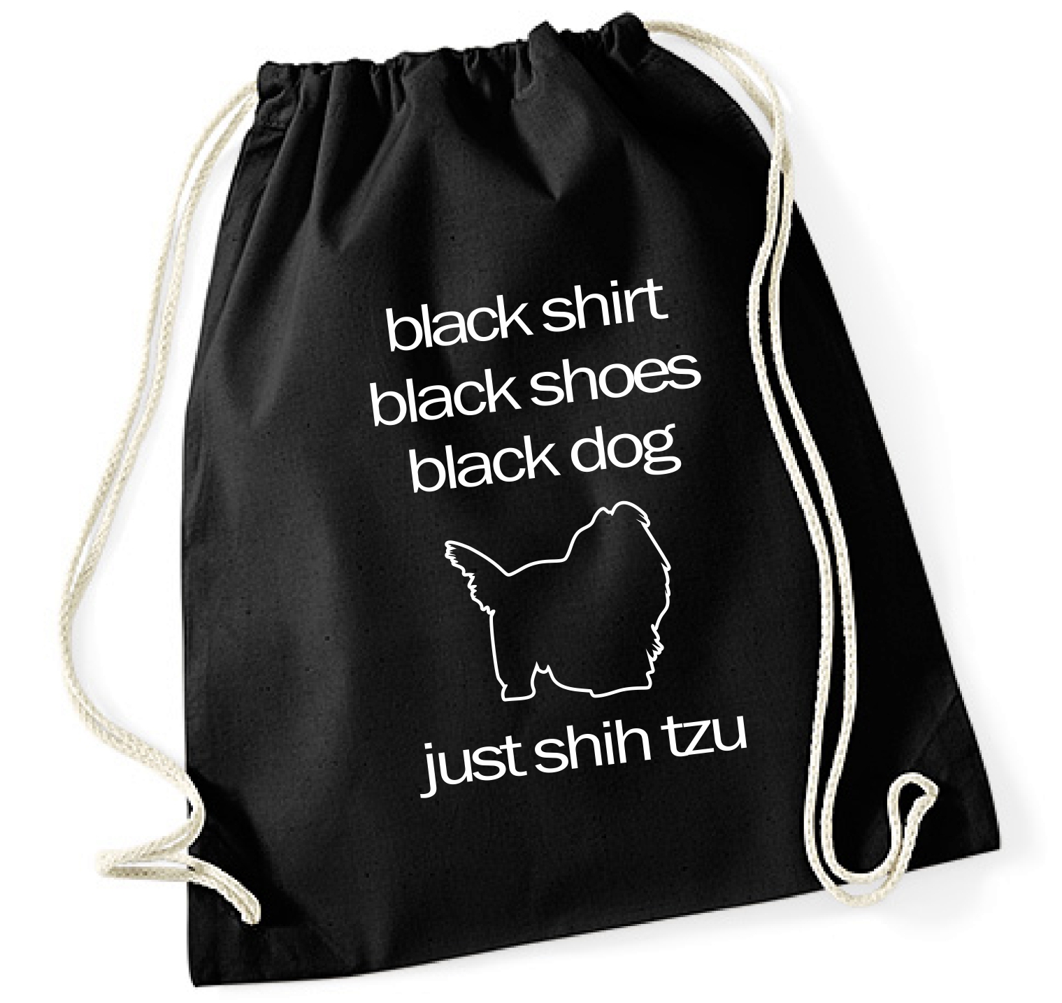 Shih Tzu Turnbeutel Black Dog Hundemotiv Tibet Chinese Lion Dog Chrysanthemum