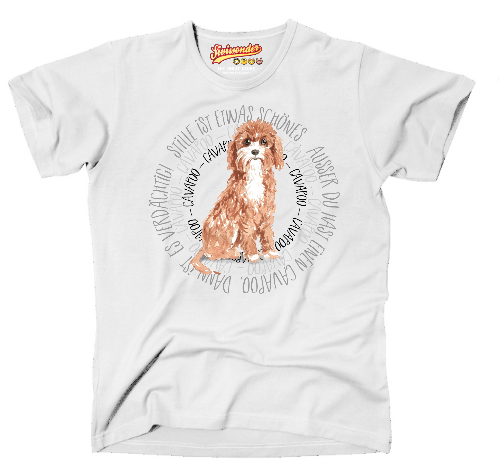 CAVAPOO SPANIEL UNISEX T-SHIRT CIRCLE Watercolor by SIVIWONDER