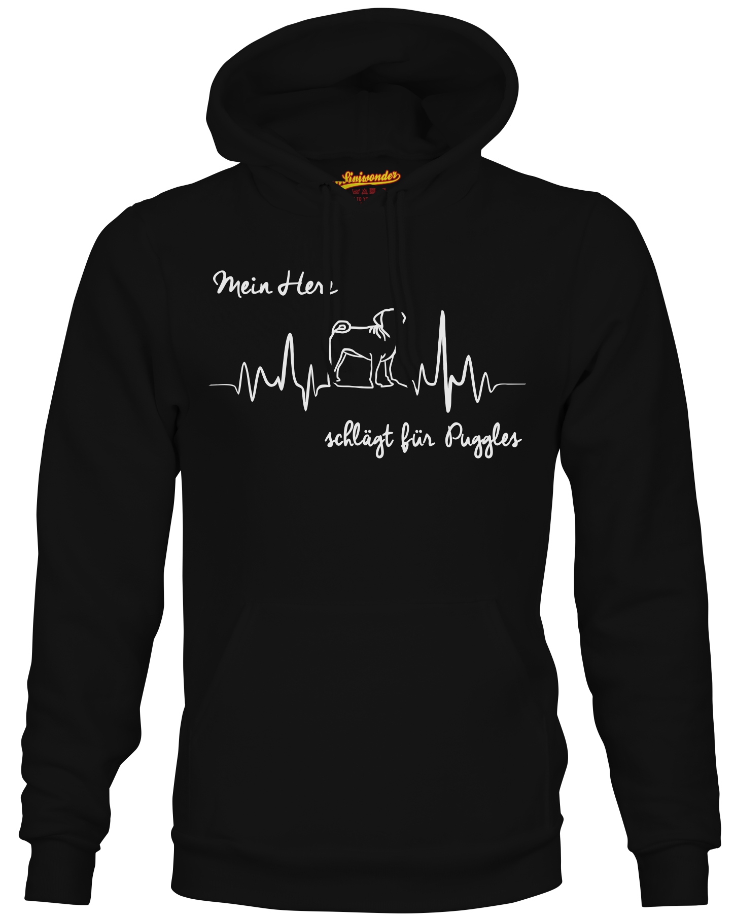 PUGGLE SWEATSHIRT HEARTBEAT EKG  Hund Hundemotiv Herz