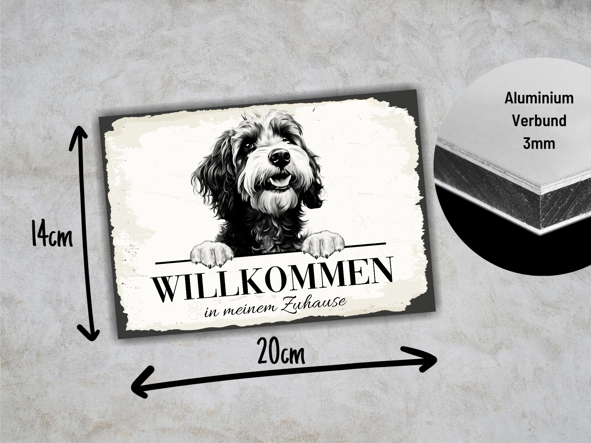 Hundeschild Willkommen Zuhause Portugiesischer Wasserhund Schild Achtung Spruch