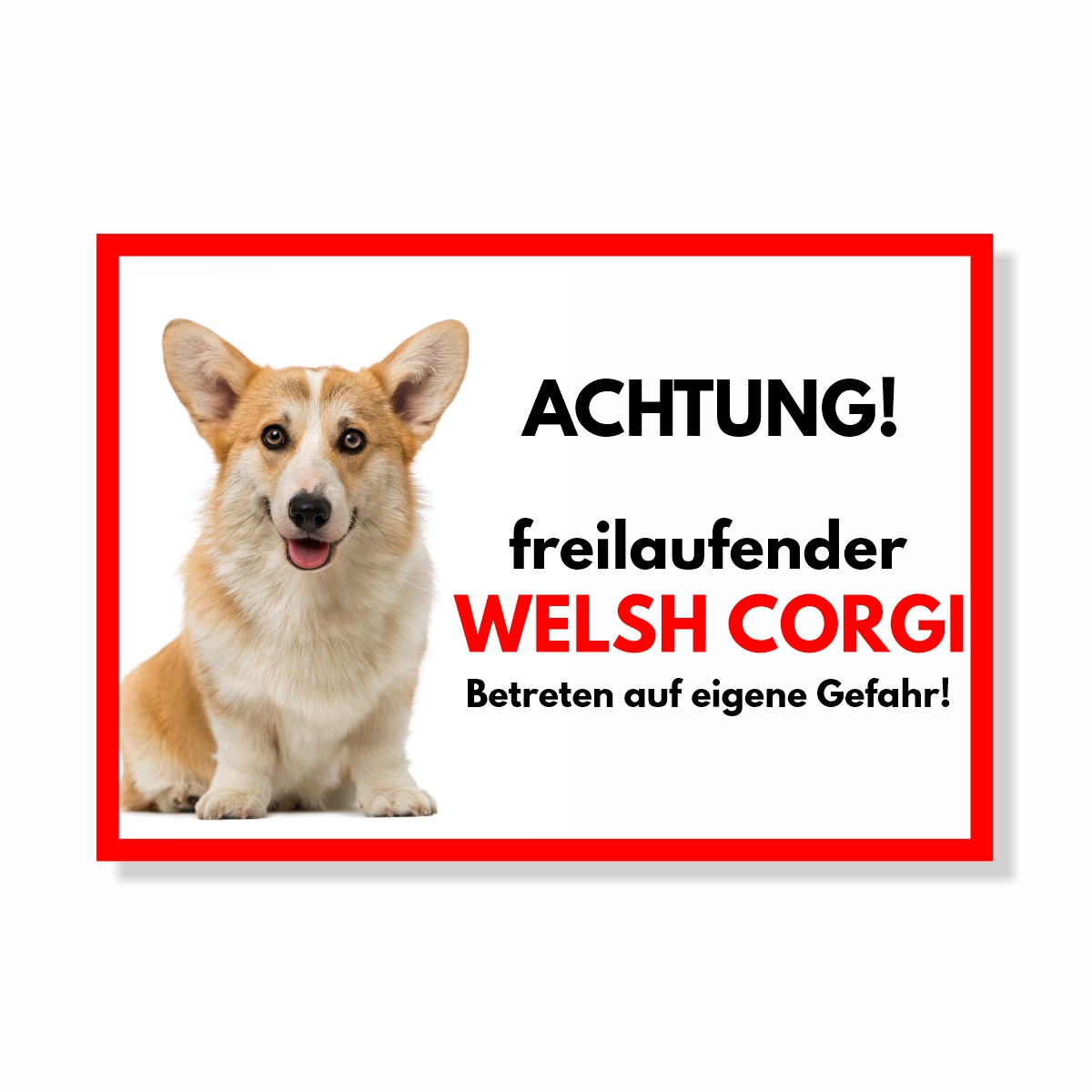Welsh Corgi Freilaufender Hund Dog Schild Spruch Türschild Hundeschild Warnschild