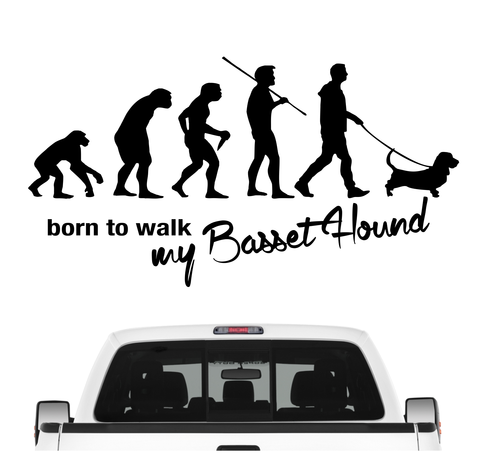 Basset Hound Hush Puppy Evolution Born to Walk Hunde Aufkleber Sticker Autoaufkleber Wandtattoo Tattoo
