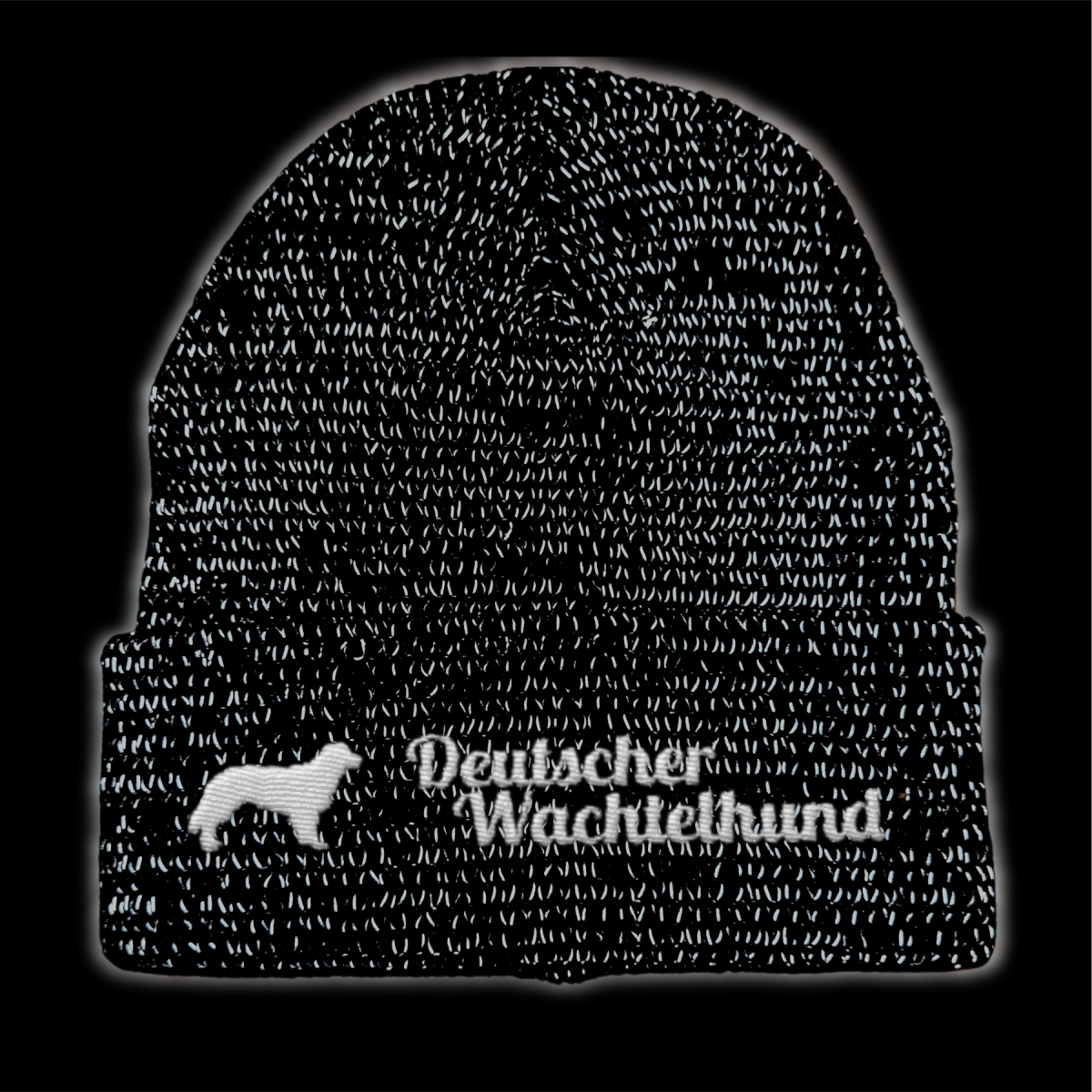 Deutscher Wachtelhund reflektierende Mütze Stickerei Hund Winter Strickmütze reflex Beanie warm