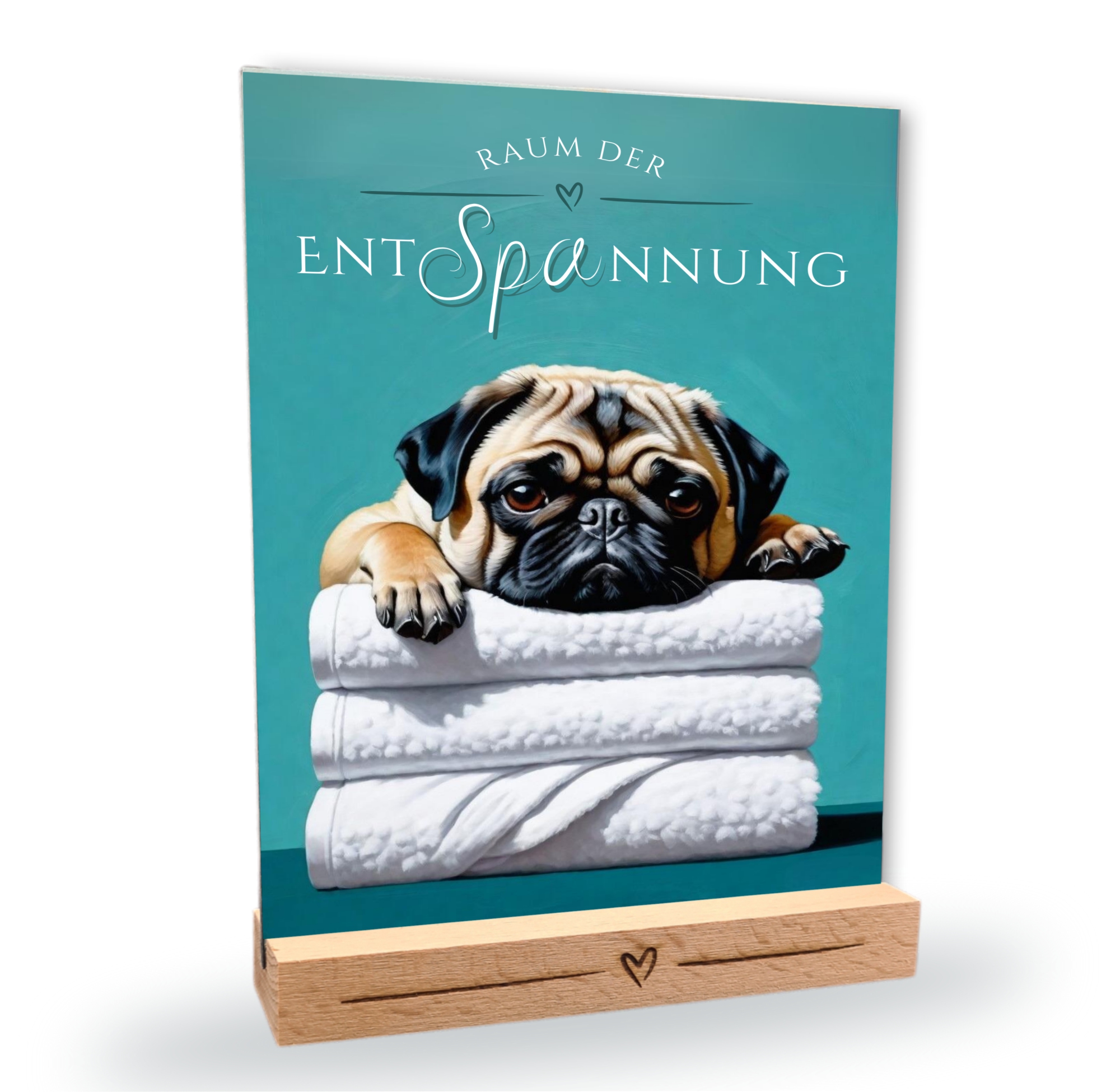 Hundeschild Deko Badezimmer Wellness Mops Pug Schild Spruch