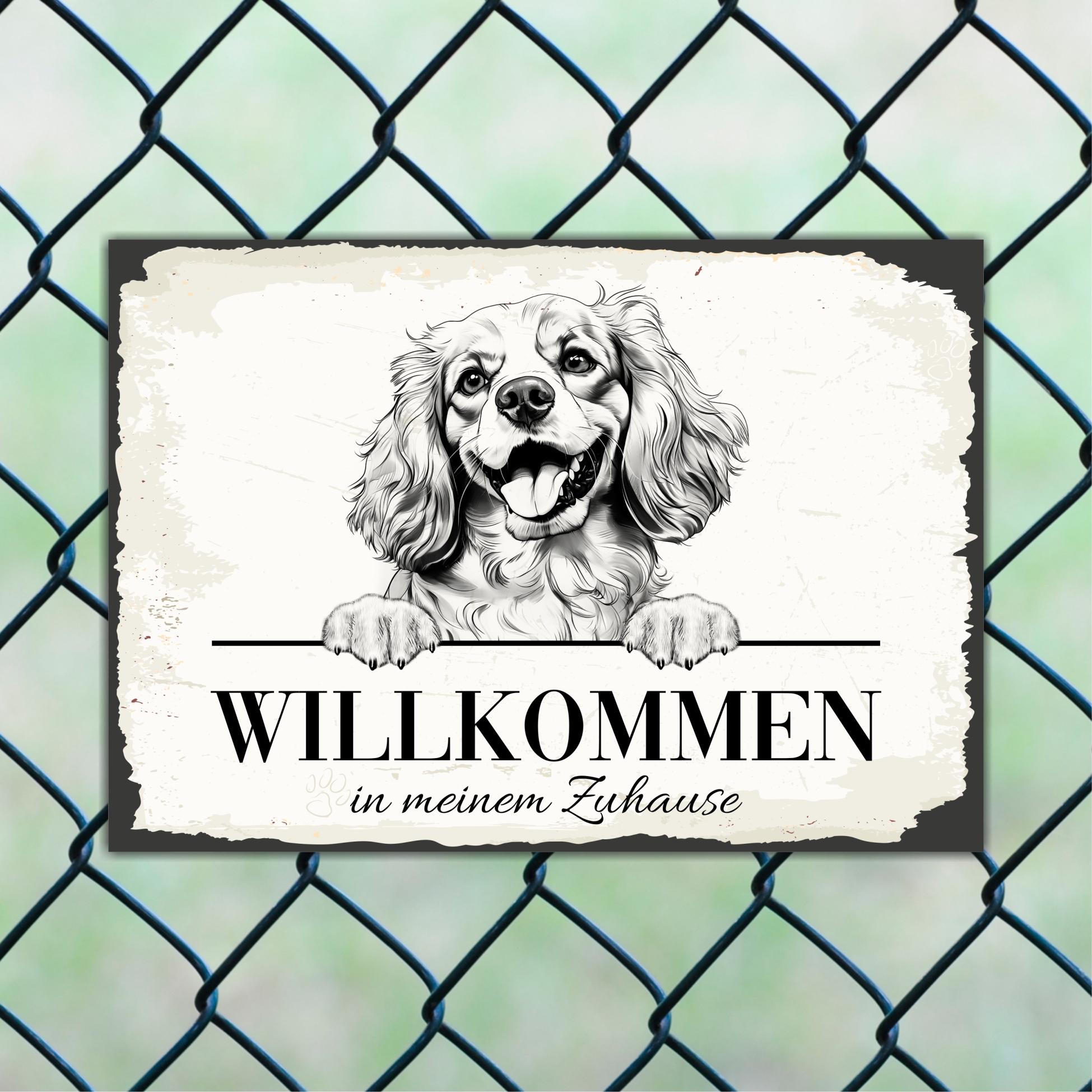 Hundeschild Willkommen Zuhause Cavalier King Charles Spaniel  Schild Achtung
