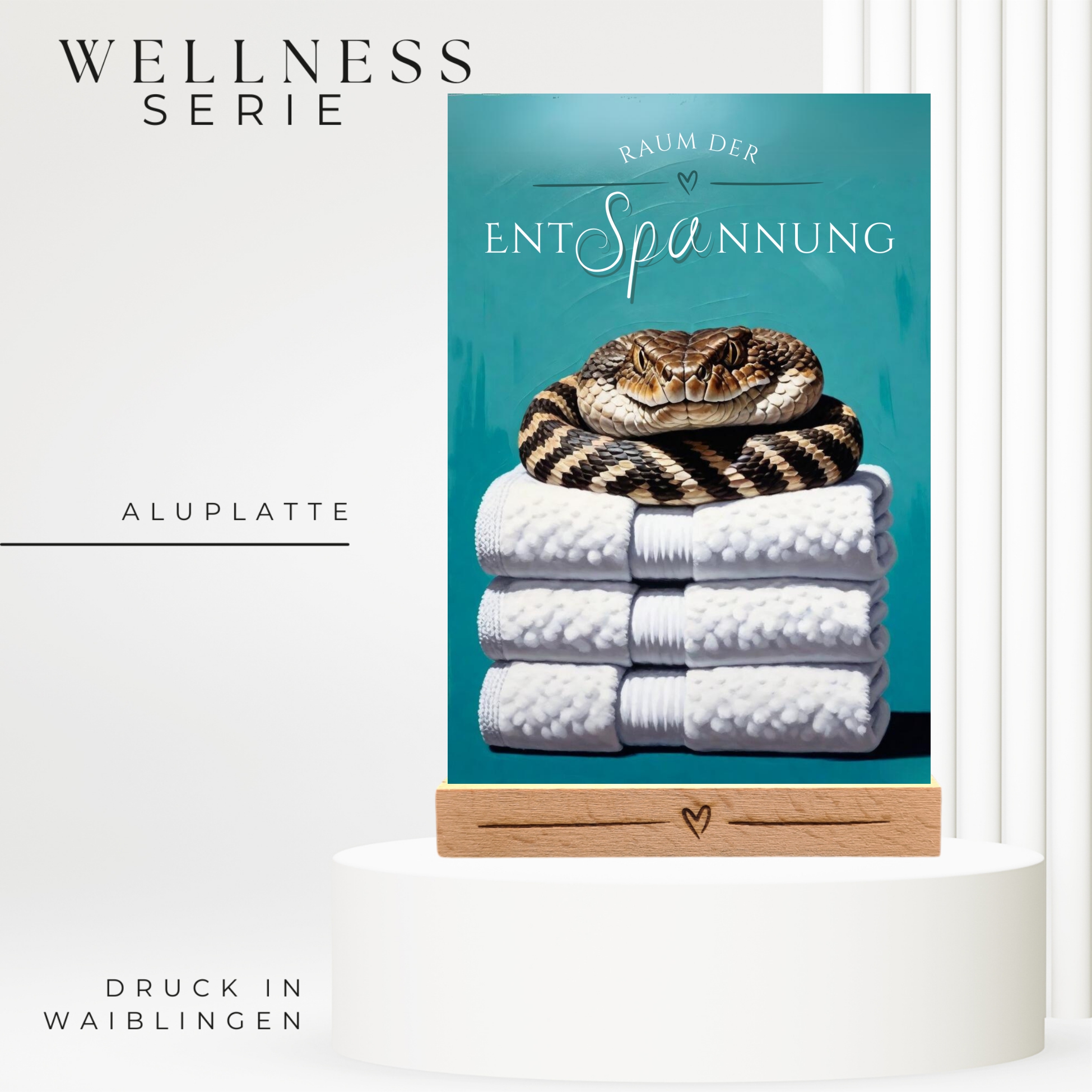 Schlange Rattlesnake  Schild Wellness Handtuch Entspannung  Schild Spruch
