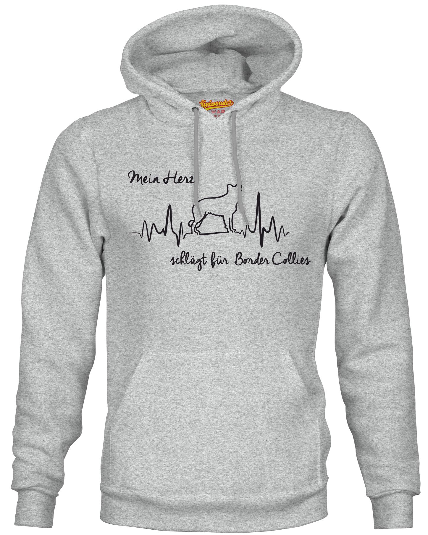 BORDER COLLIE SWEATSHIRT HEARTBEAT EKG  Hund Hundemotiv Herz Hoodie