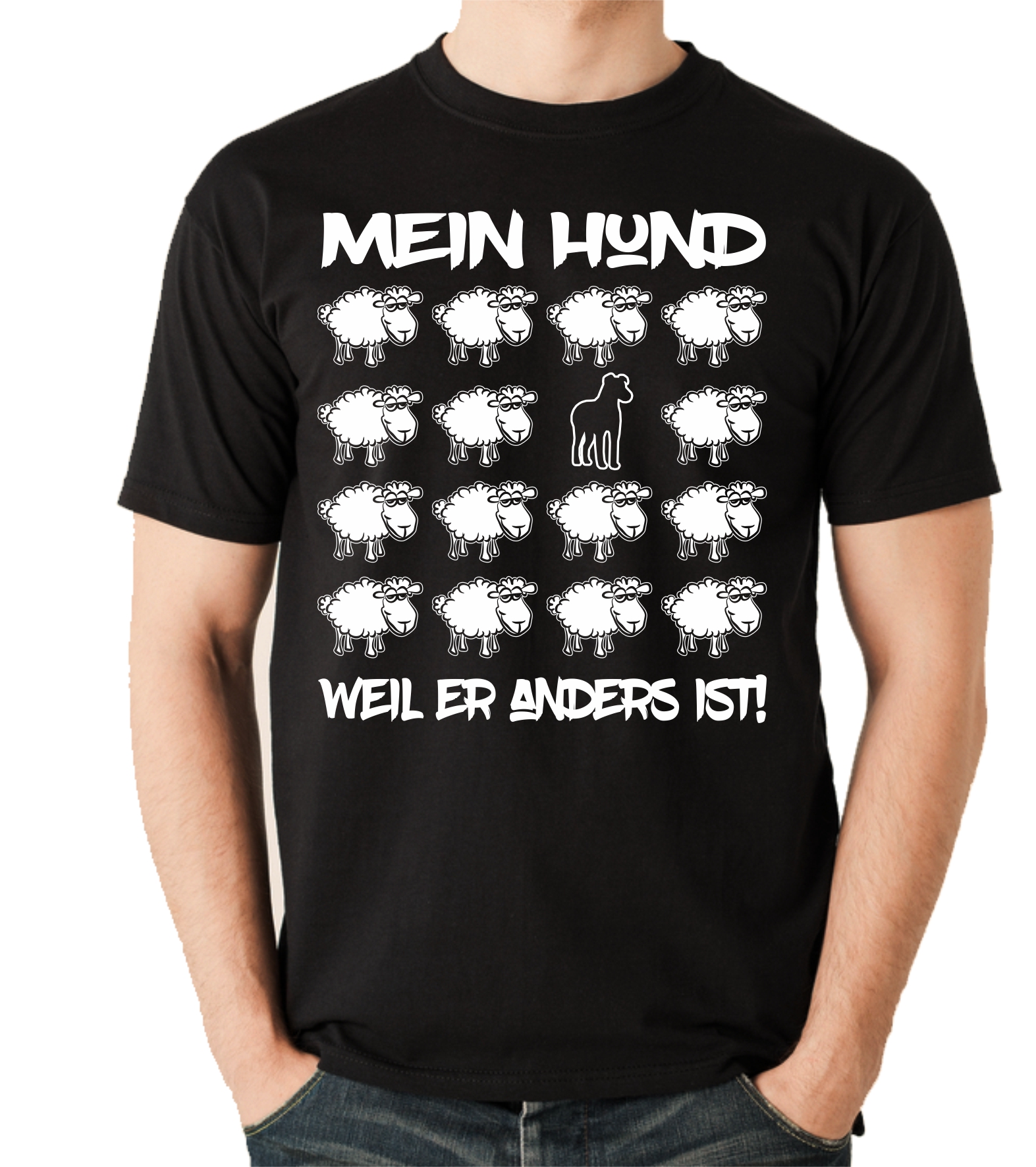 MEIN HUND UNISEX T-SHIRT BLACK SHEEP by SIVIWONDER