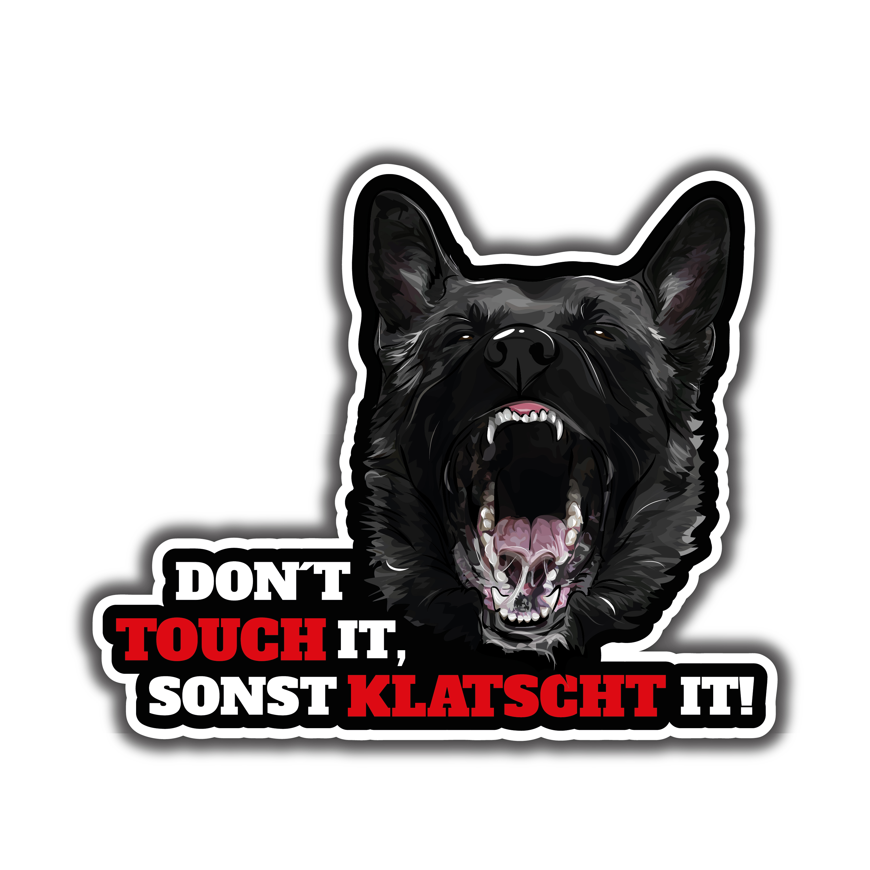 Aufkleber Sticker bellender HOLLANDSE HERDER Don´t touch it