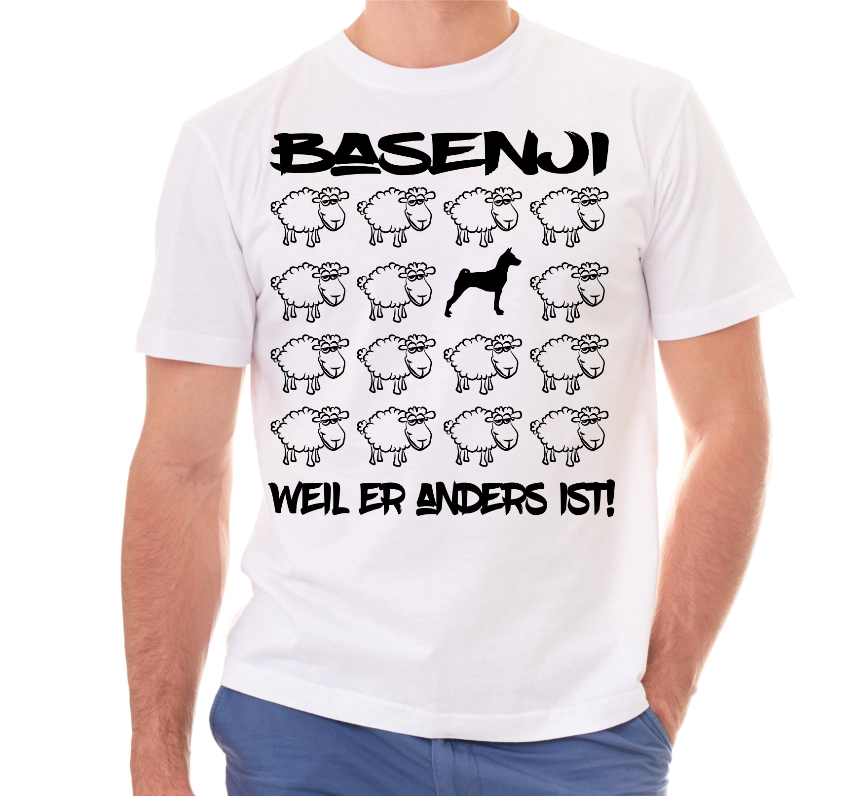 BASENJI UNISEX T-SHIRT BLACK SHEEP by SIVIWONDER