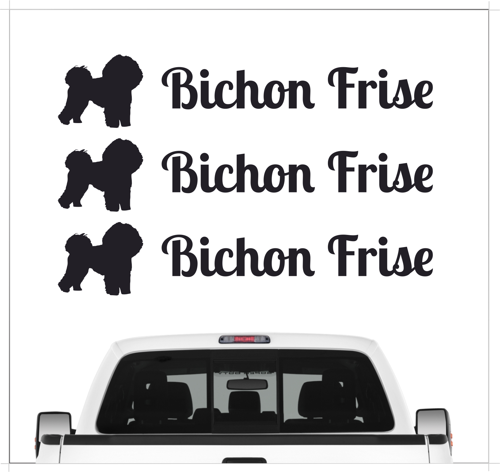 Bichon Frise a poil Aufkleber 3er Set Hundeaufkleber Hundemotiv Hund Folie