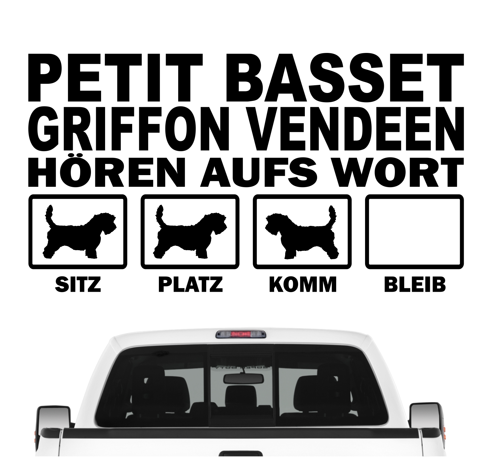 Petit Basset Griffon Vendeen PBGV  Hört aufs Wort Hunde Aufkleber Sticker Autoaufkleber Wandtattoo Tattoo