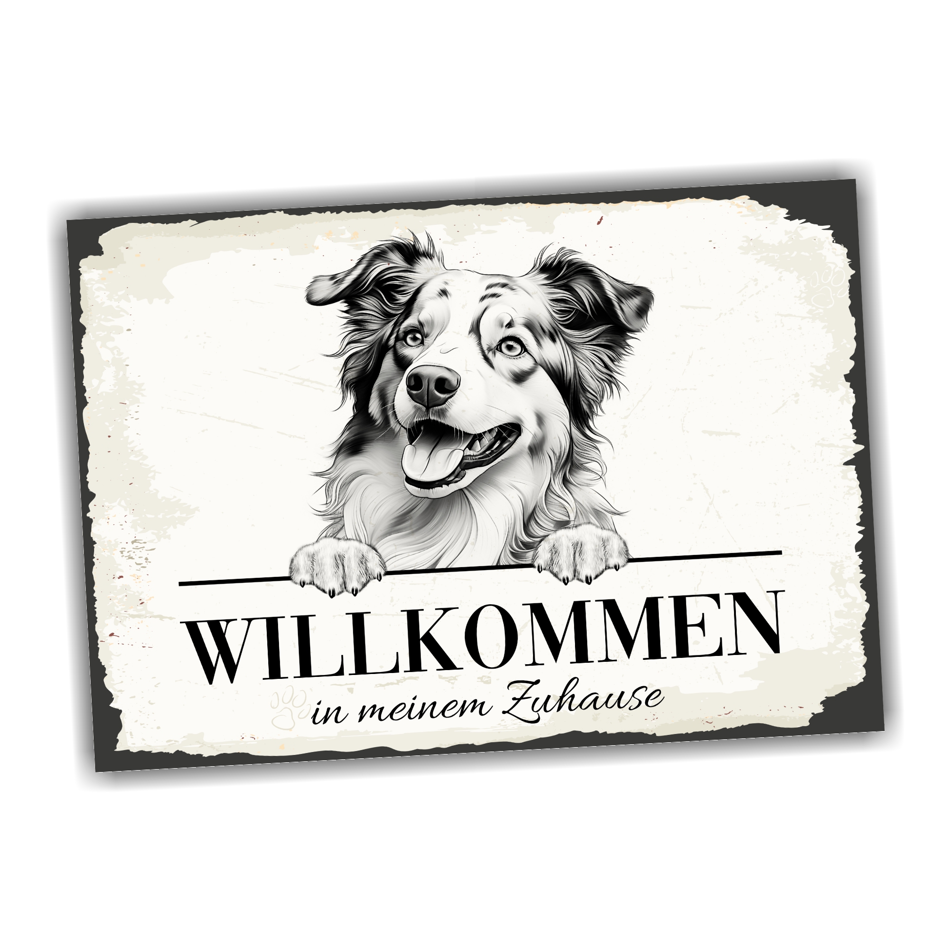Hundeschild Willkommen Zuhause Aussie Terrier Schild Achtung Zaun Frau Spruch Türschild Hundeschild Warnschild  Design by Siviwonder