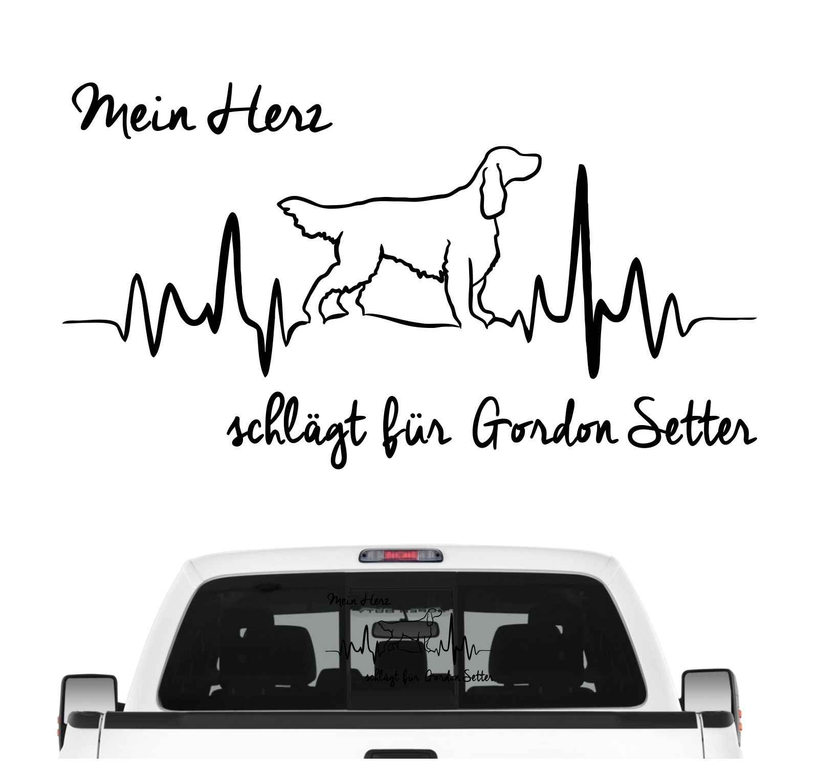 Gordon Setter Black Setter Schottischer Setter Jagd Dog Hundeaufkleber Herz AUTOAUFKLEBER Hunde HEARTBEAT EKG by SIVIWONDER