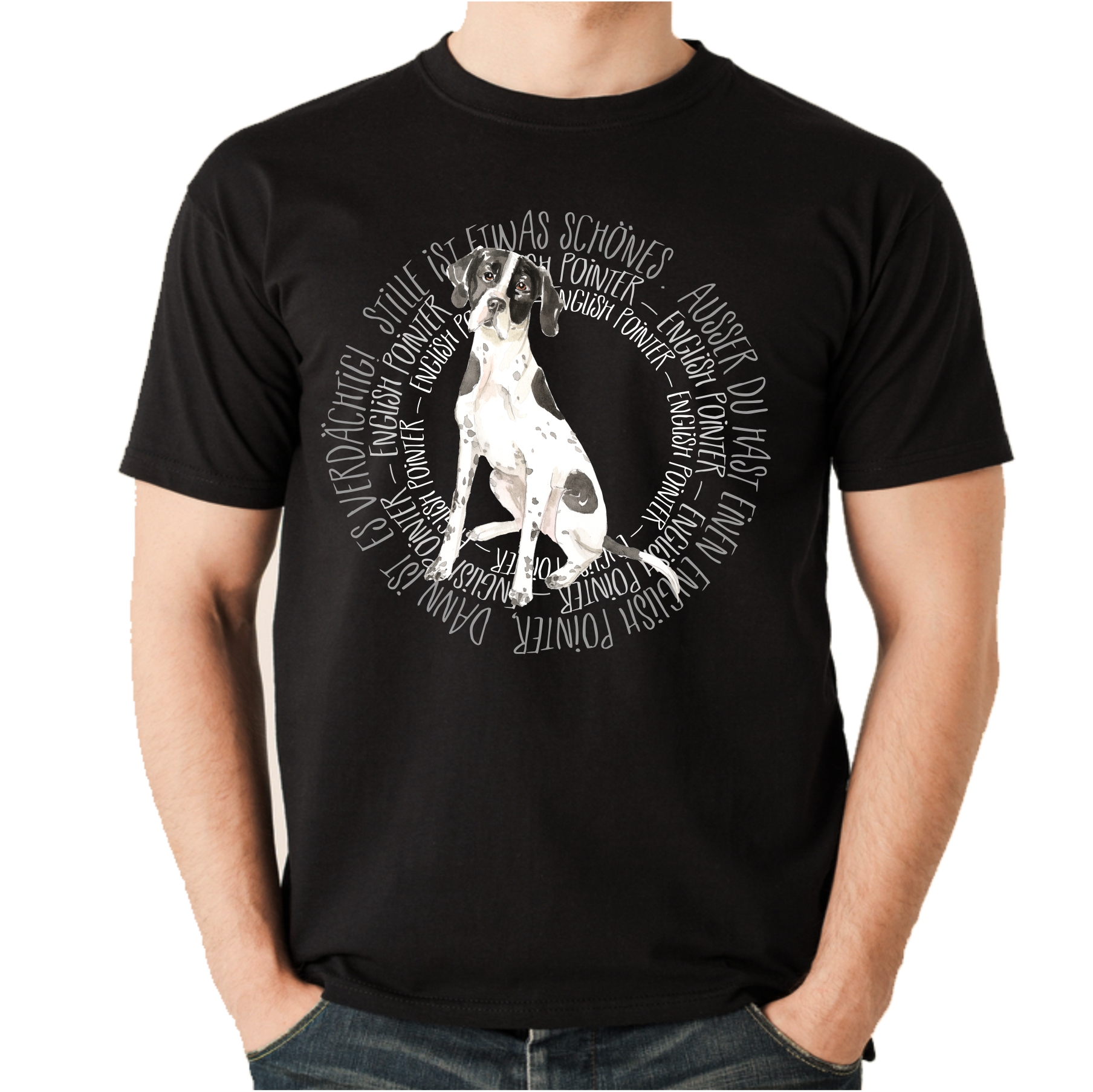 ENGLISH POINTER UNISEX T-SHIRT CIRCLE Watercolor by SIVIWONDER