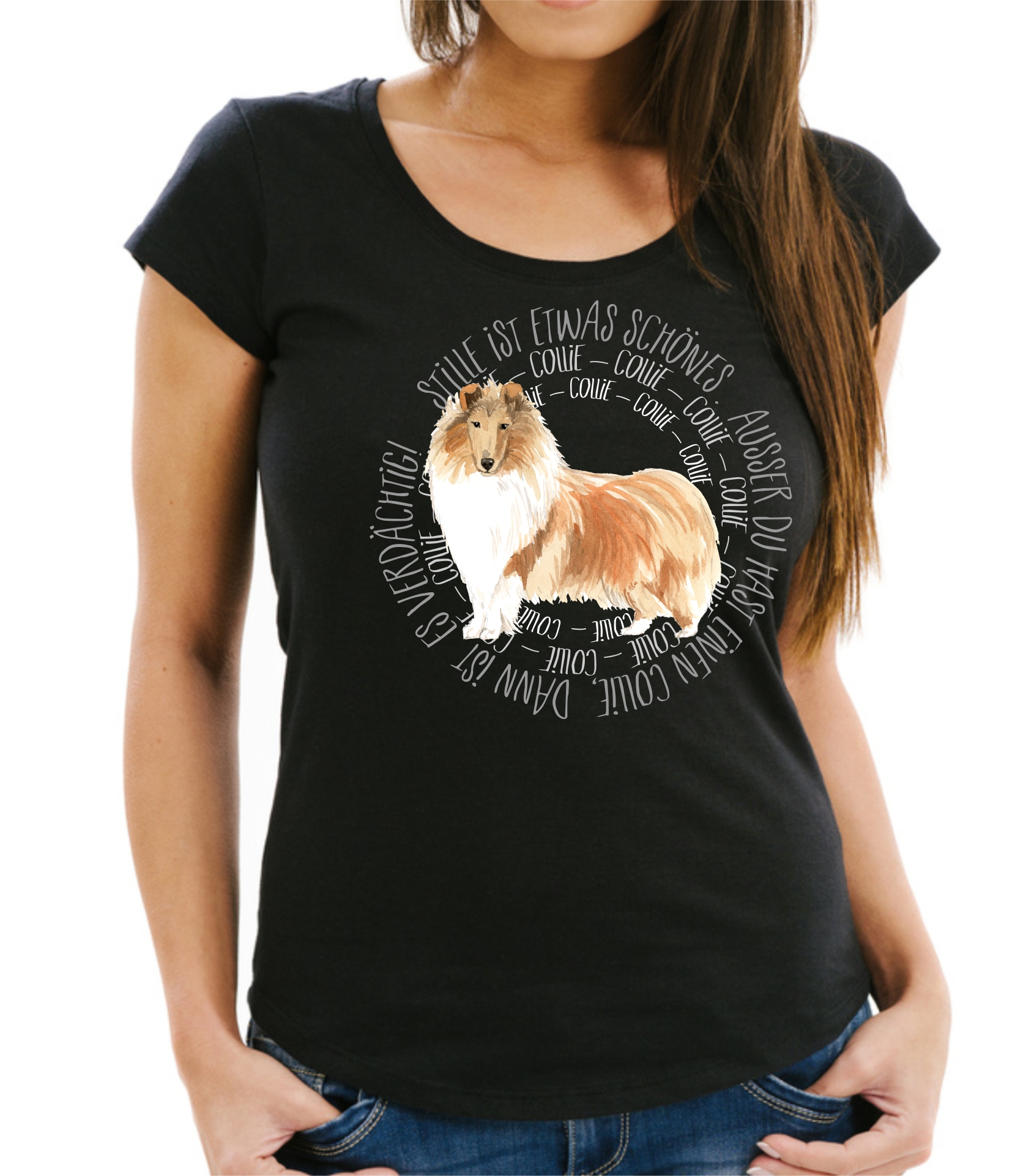 COLLIE DAMEN T-SHIRT CIRCLE Watercolor by SIVIWONDER