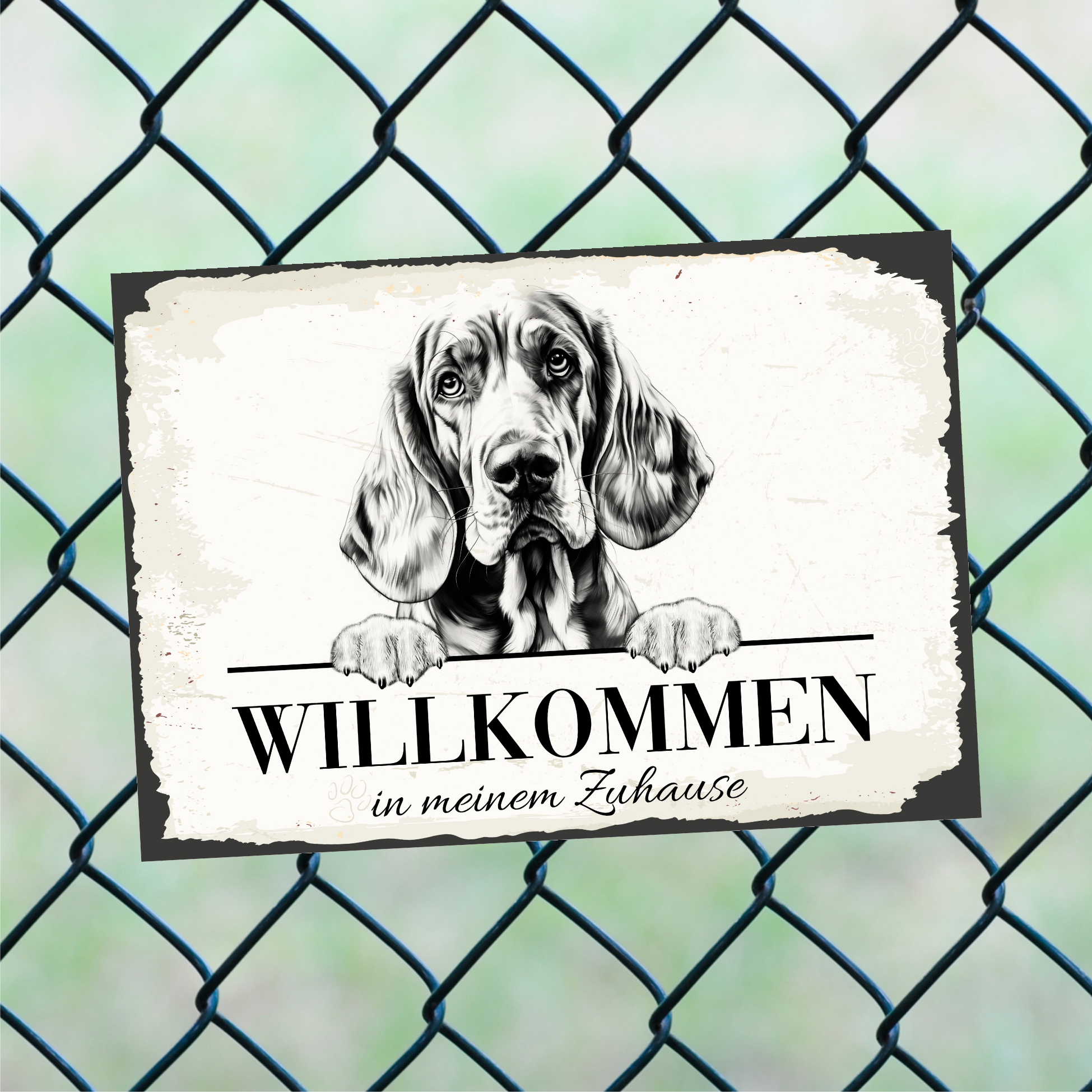 Hundeschild Willkommen Zuhause Bloodhound Bluthund Schild Achtung