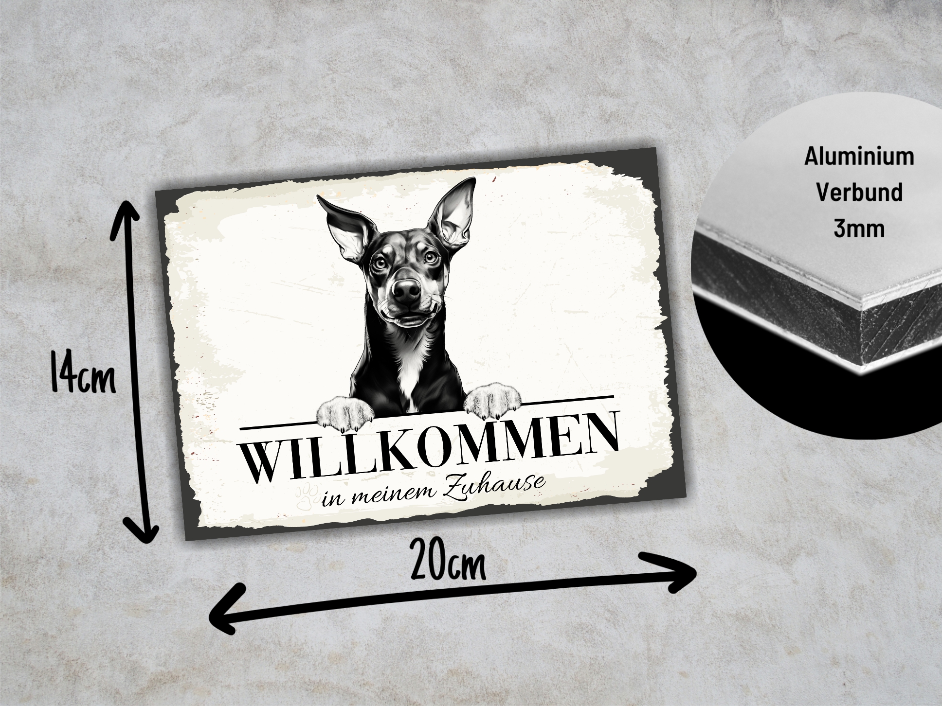 Hundeschild Willkommen Zuhause Manchester Terrier Schild Achtung Spruch