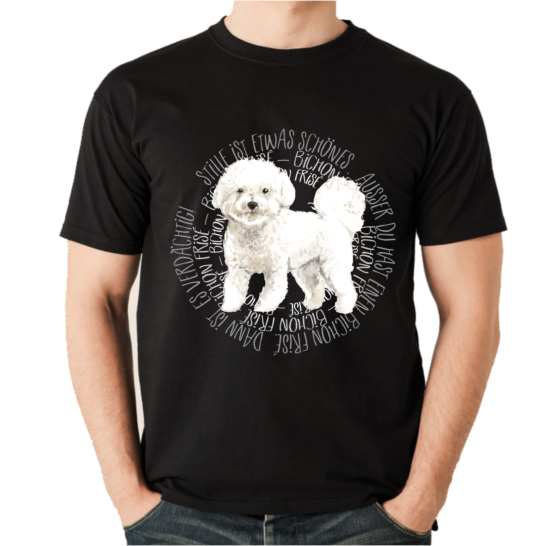 BICHON FRISE UNISEX T-SHIRT CIRCLE Watercolor by SIVIWONDER
