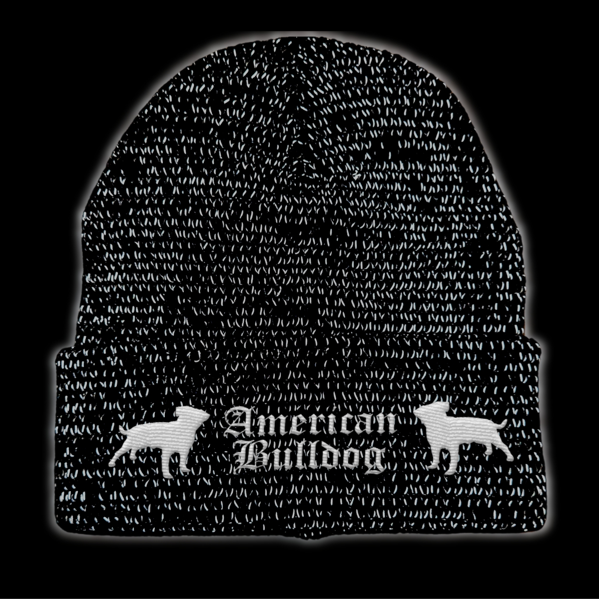 Bad American Bulldog reflektierende Mütze Stickerei Hund Winter Strickmütze reflex Beanie warm kalt