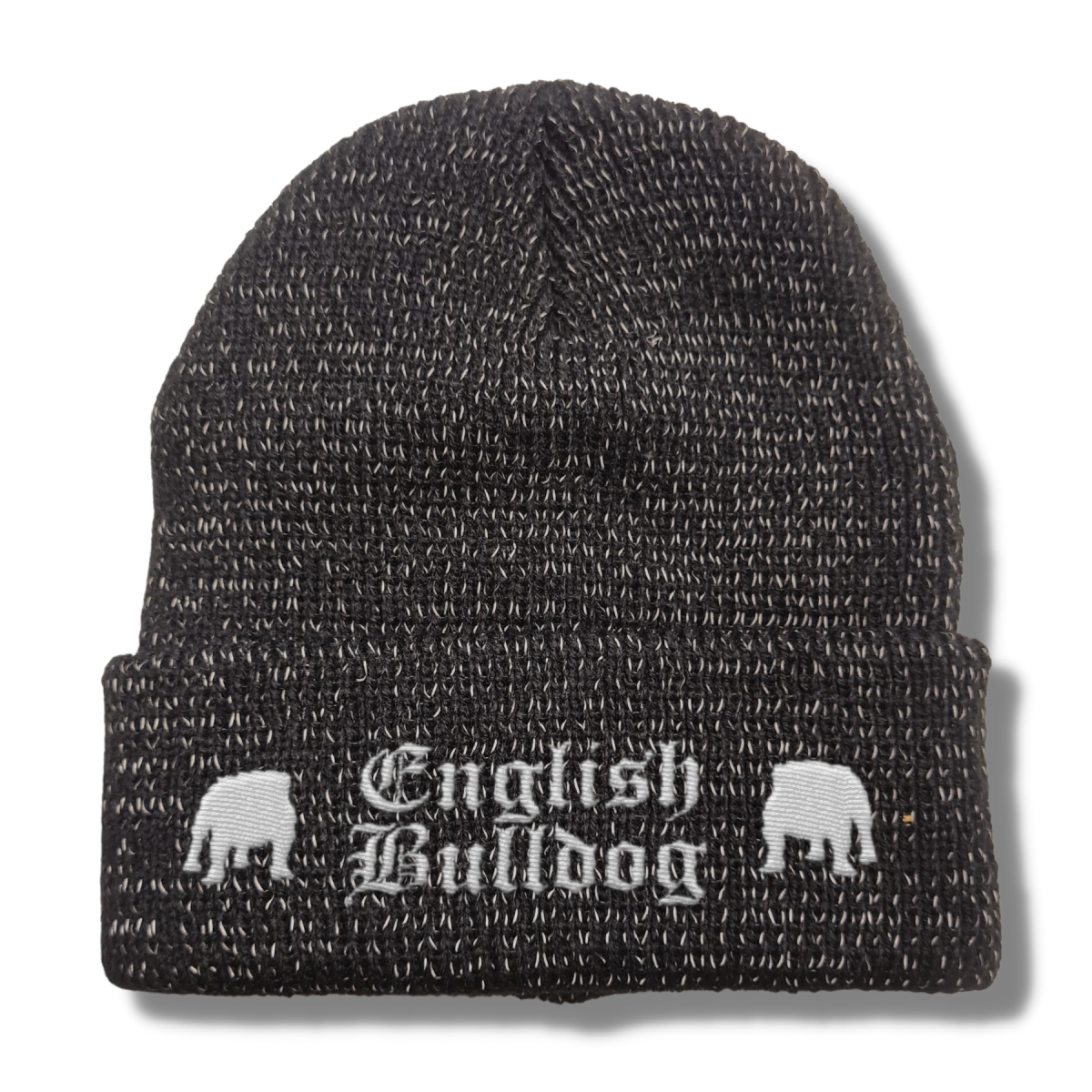Bad English Bulldog reflektierende Mütze Stickerei Hund Winter Strickmütze reflex Beanie warm