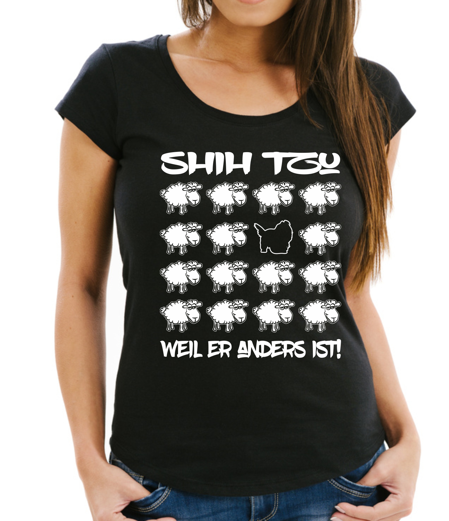 SHIH TZU DAMEN T-SHIRT BLACK SHEEP by SIVIWONDER