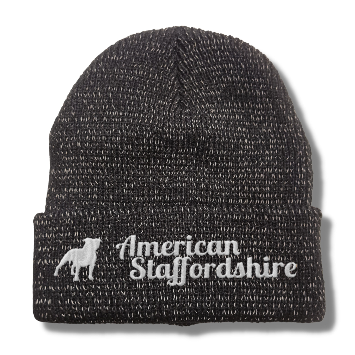 American Staffordshire reflektierende Mütze Stickerei Hund Winter Strickmütze reflex Beanie warm