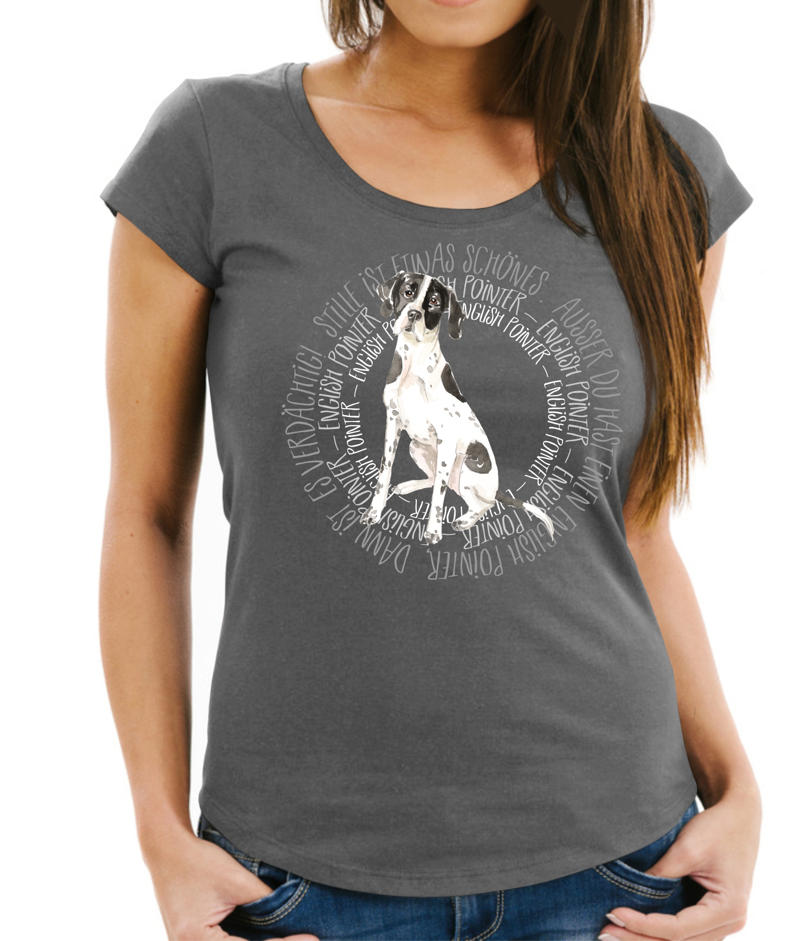 ENGLISH POINTER DAMEN T-SHIRT CIRCLE Watercolor by SIVIWONDER