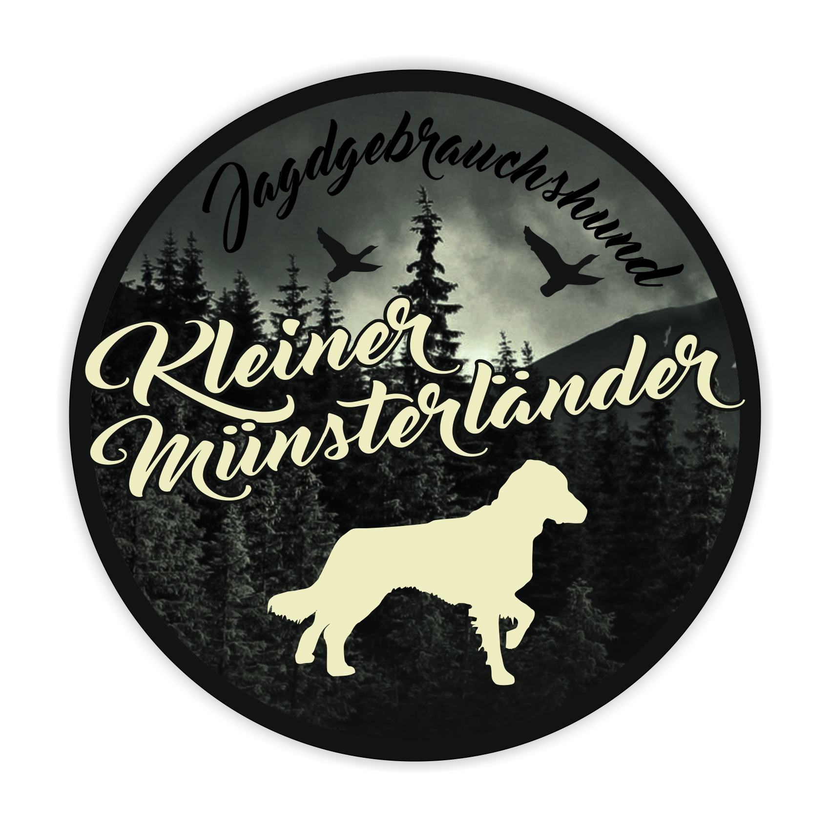 Münsterländer kleiner Munsterlander Vorstehhund Heidewachtel Munster Jäger Jagdhund Aufkleber Digitaldruck Motiv
