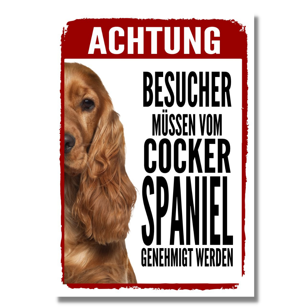 Cocker Spaniel 2 Genehmigung Dog Schild Spruch Türschild Hundeschild Warnschild