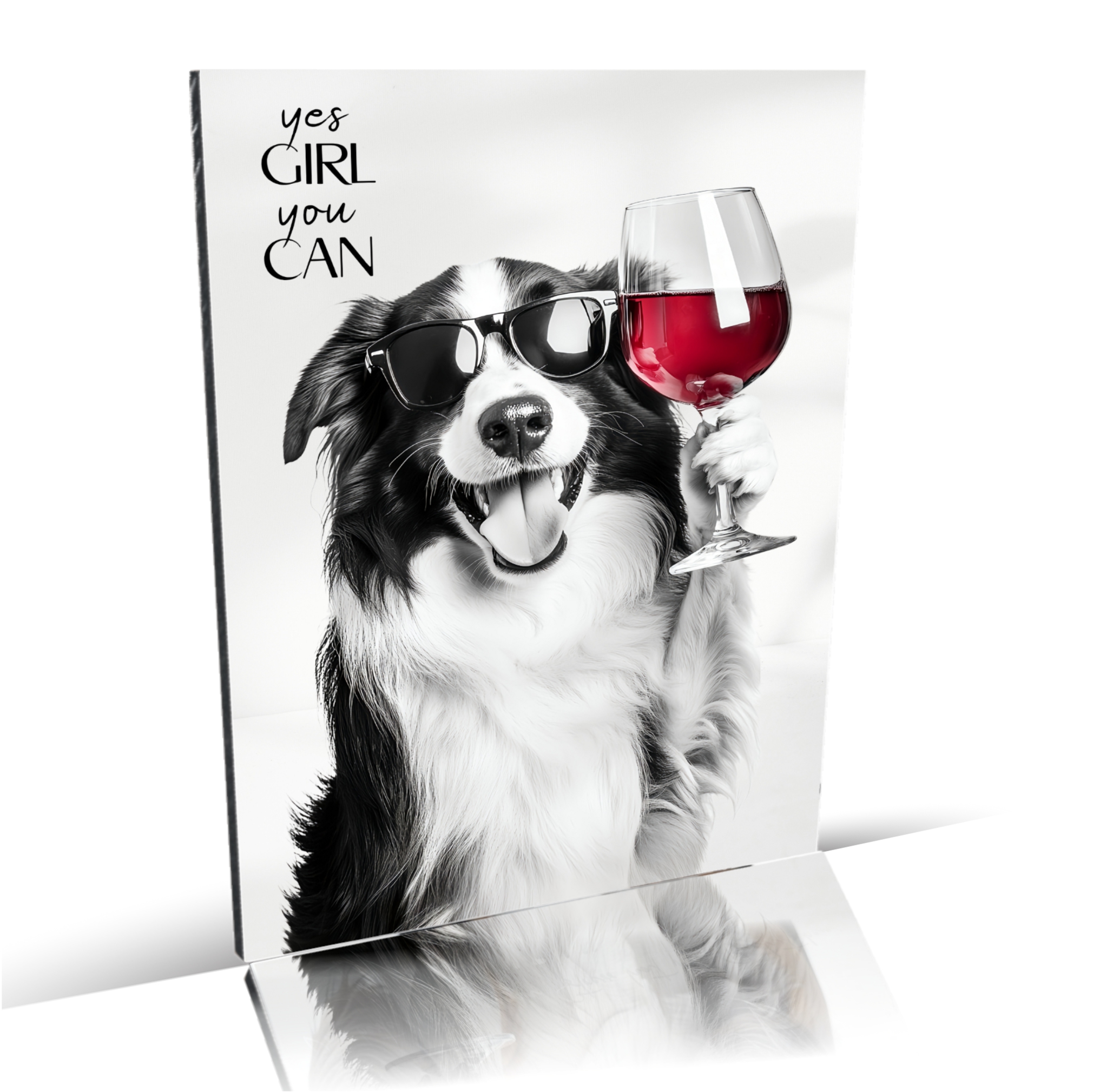 Schild Hund Border Collie Artprint Wein Spruch Deko Wanddekor Geschenkidee Weinliebhaber Quotes