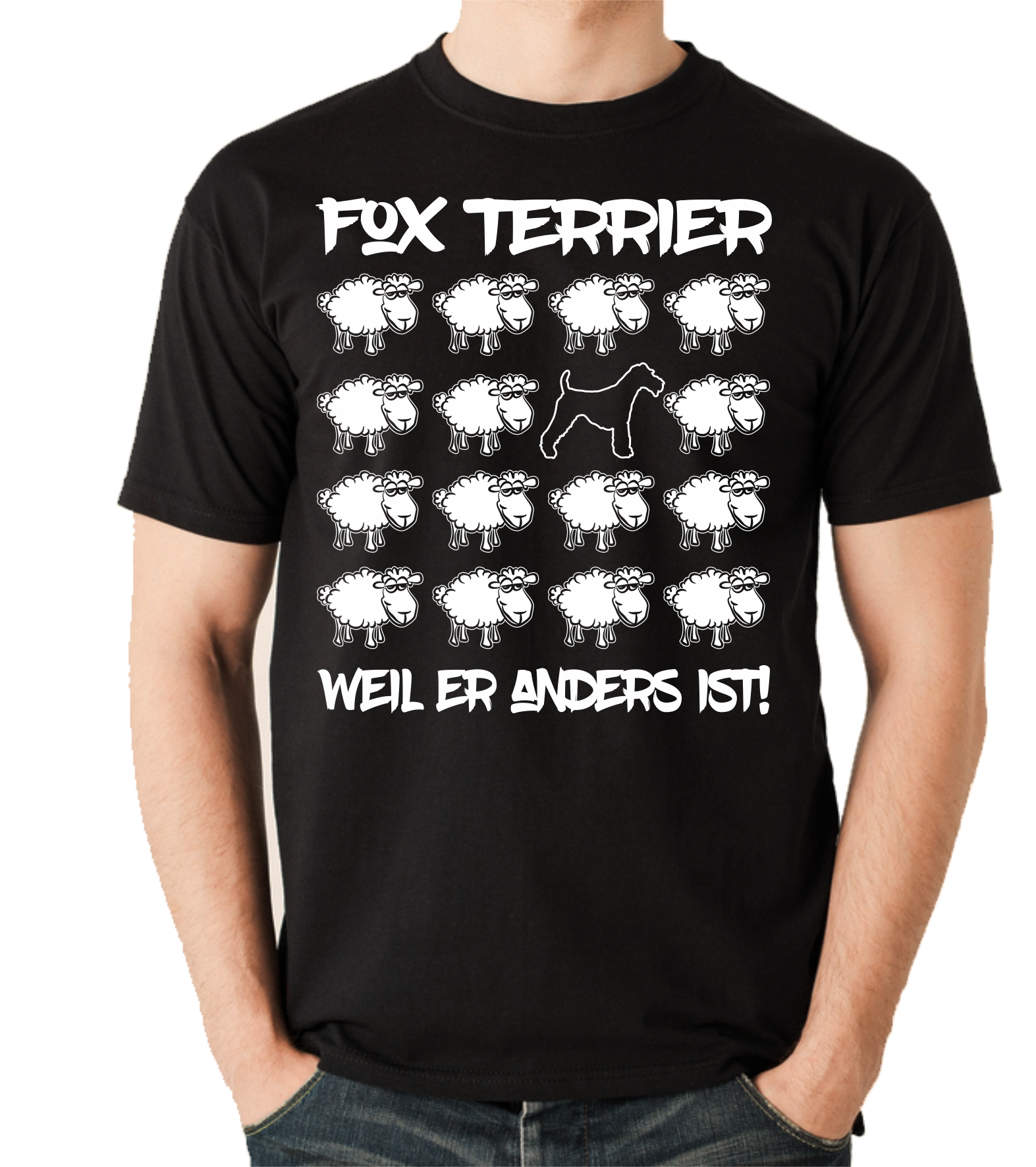 FOX TERRIER UNISEX T-SHIRT BLACK SHEEP by SIVIWONDER