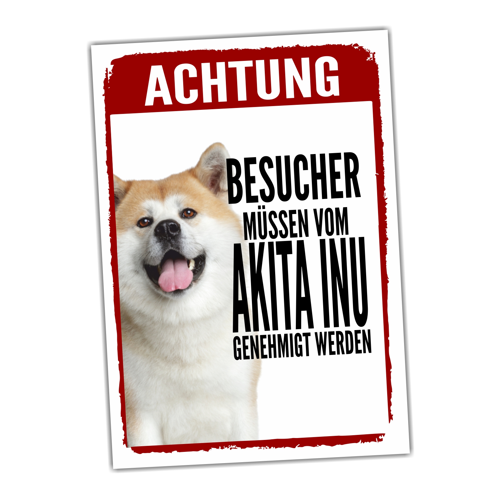 Akita Inu Genehmigung Dog Schild Achtung Zaun Frau Spruch Türschild Hundeschild Warnschild  Design by Siviwonder