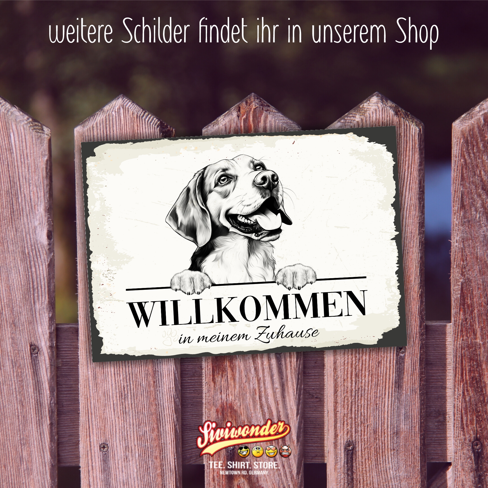 Hundeschild Willkommen Zuhause Beagle Schild Achtung Zaun Frau Spruch Türschild Hundeschild Warnschild  Design by Siviwonder