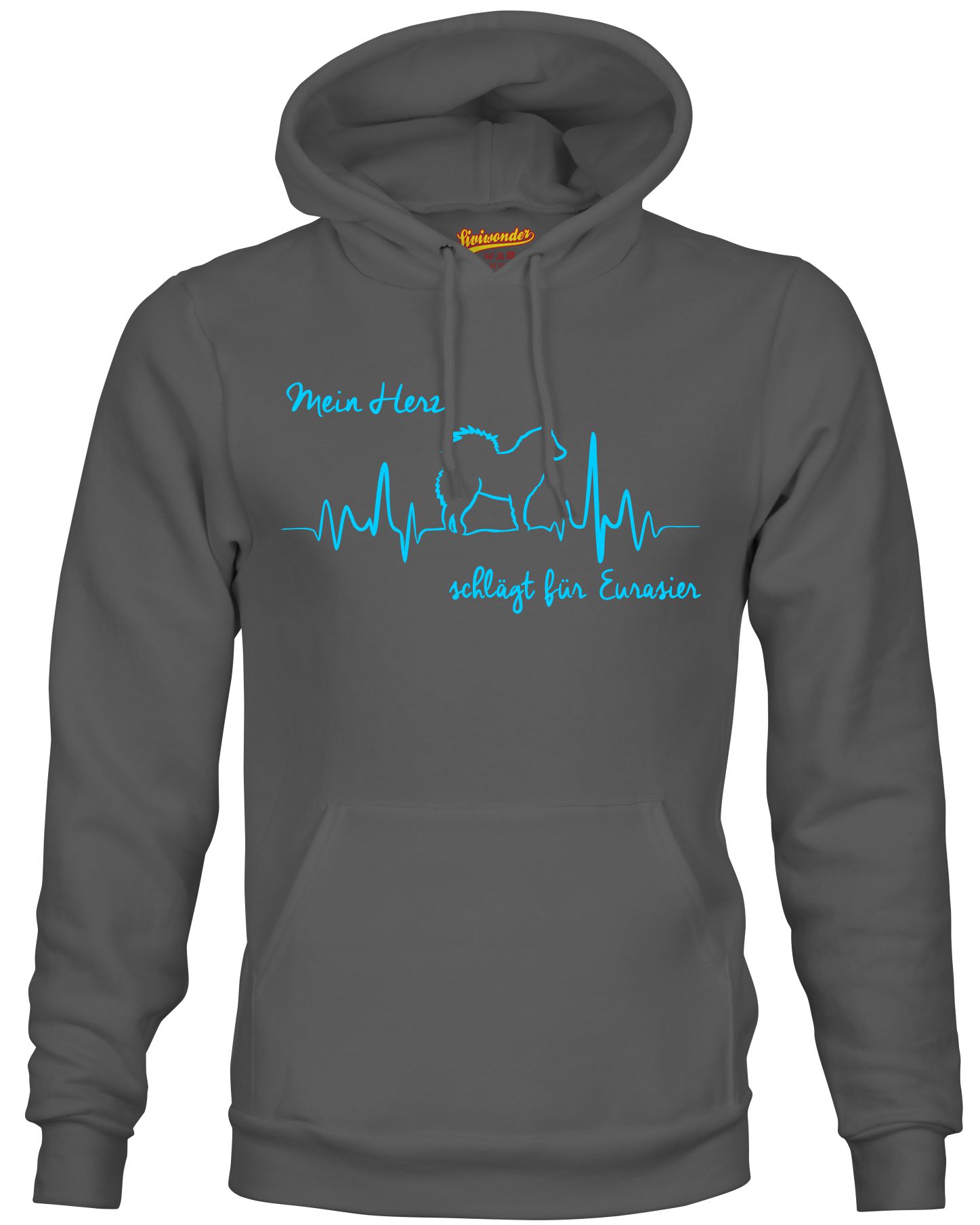 EURASIER SWEATSHIRT HEARTBEAT EKG  Hund Hundemotiv Herz Hoodie