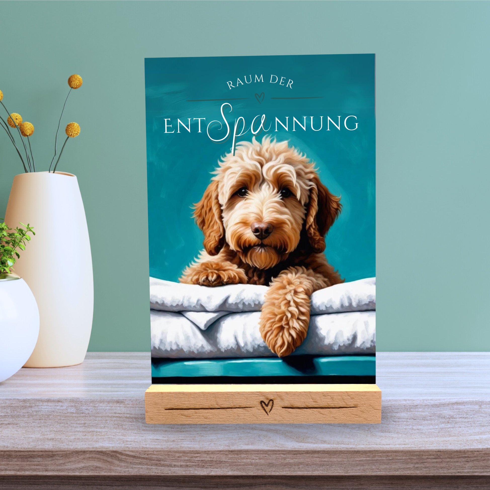 Hundeschild Deko Badezimmer Wellness Labradoodle Schild Spruch