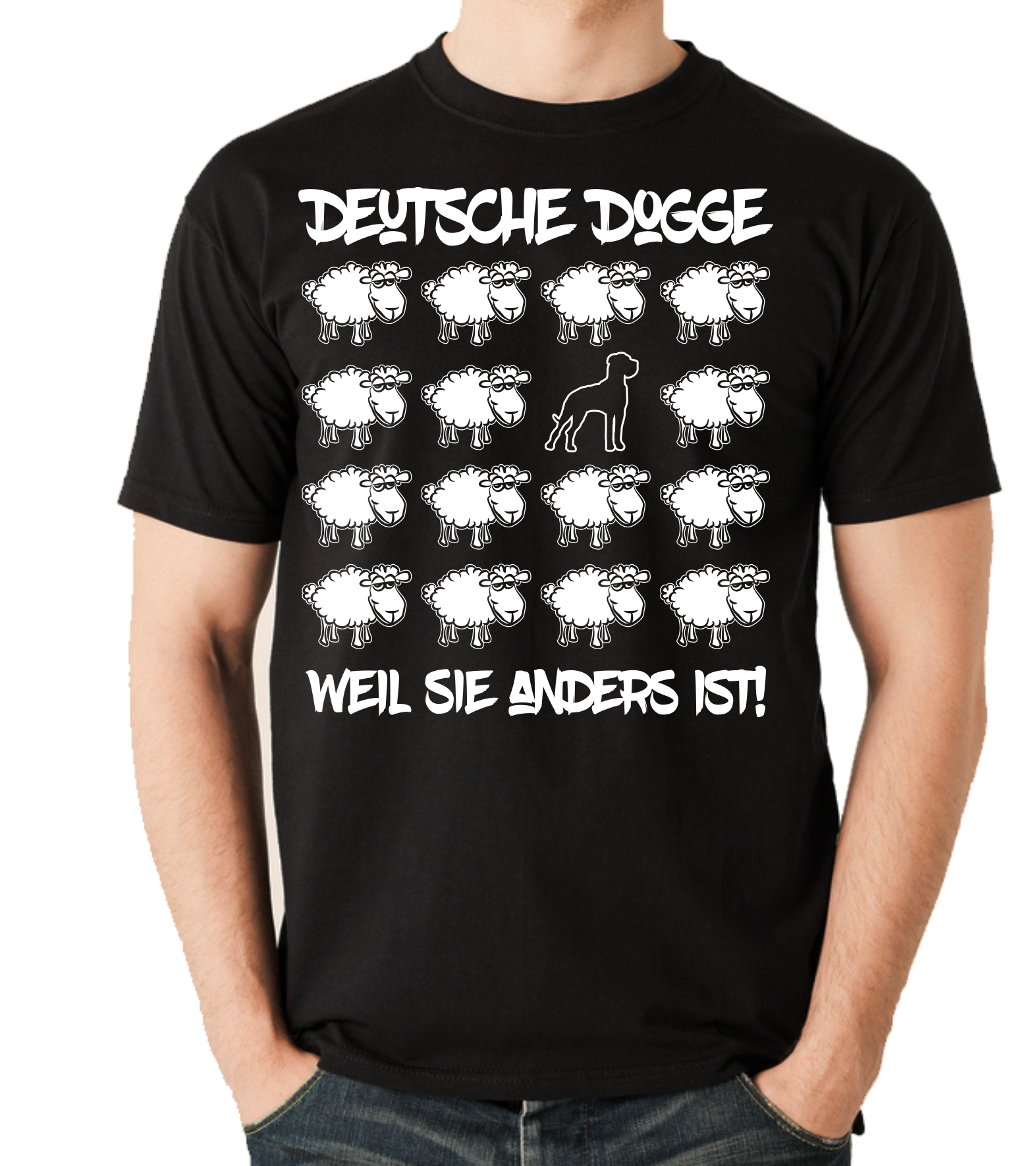 DEUTSCHE DOGGE UNISEX T-SHIRT BLACK SHEEP by SIVIWONDER