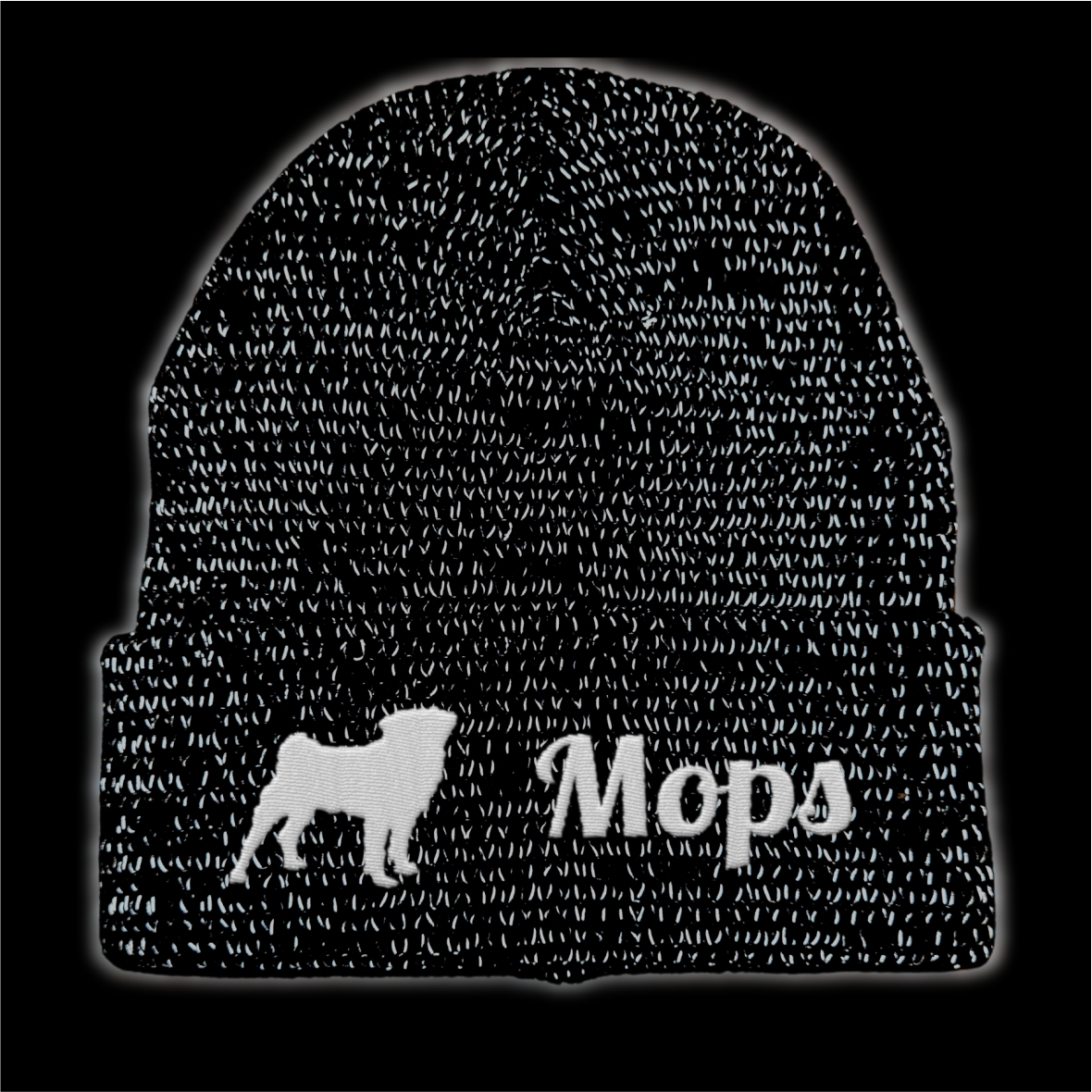 Mops reflektierende Mütze Stickerei Hund Winter Strickmütze reflex Beanie warm