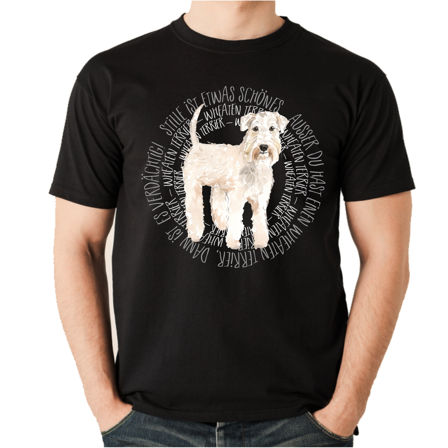 WHEATEN TERRIER UNISEX T-SHIRT CIRCLE Watercolor by SIVIWONDER