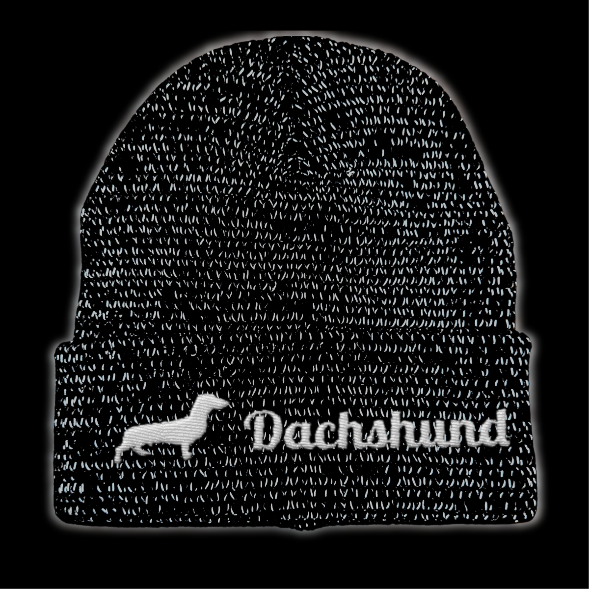 Dachshund reflektierende Mütze Stickerei Hund Winter Strickmütze reflex Beanie warm